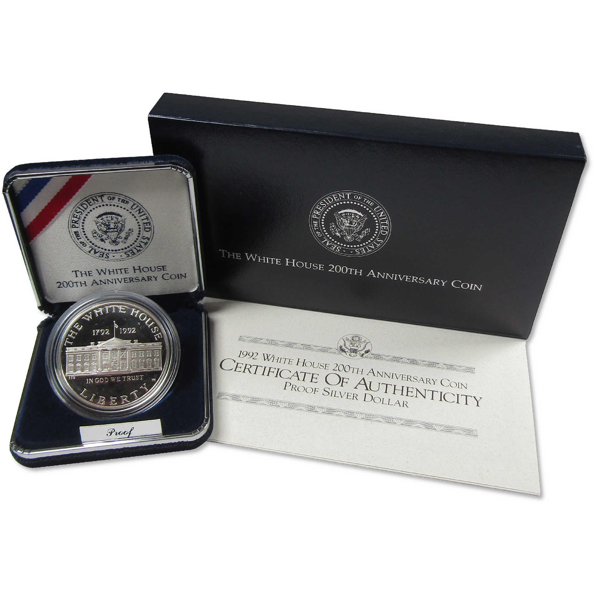 1992 W White House Commemorative Silver Dollar Proof $1 Coin OGP COA