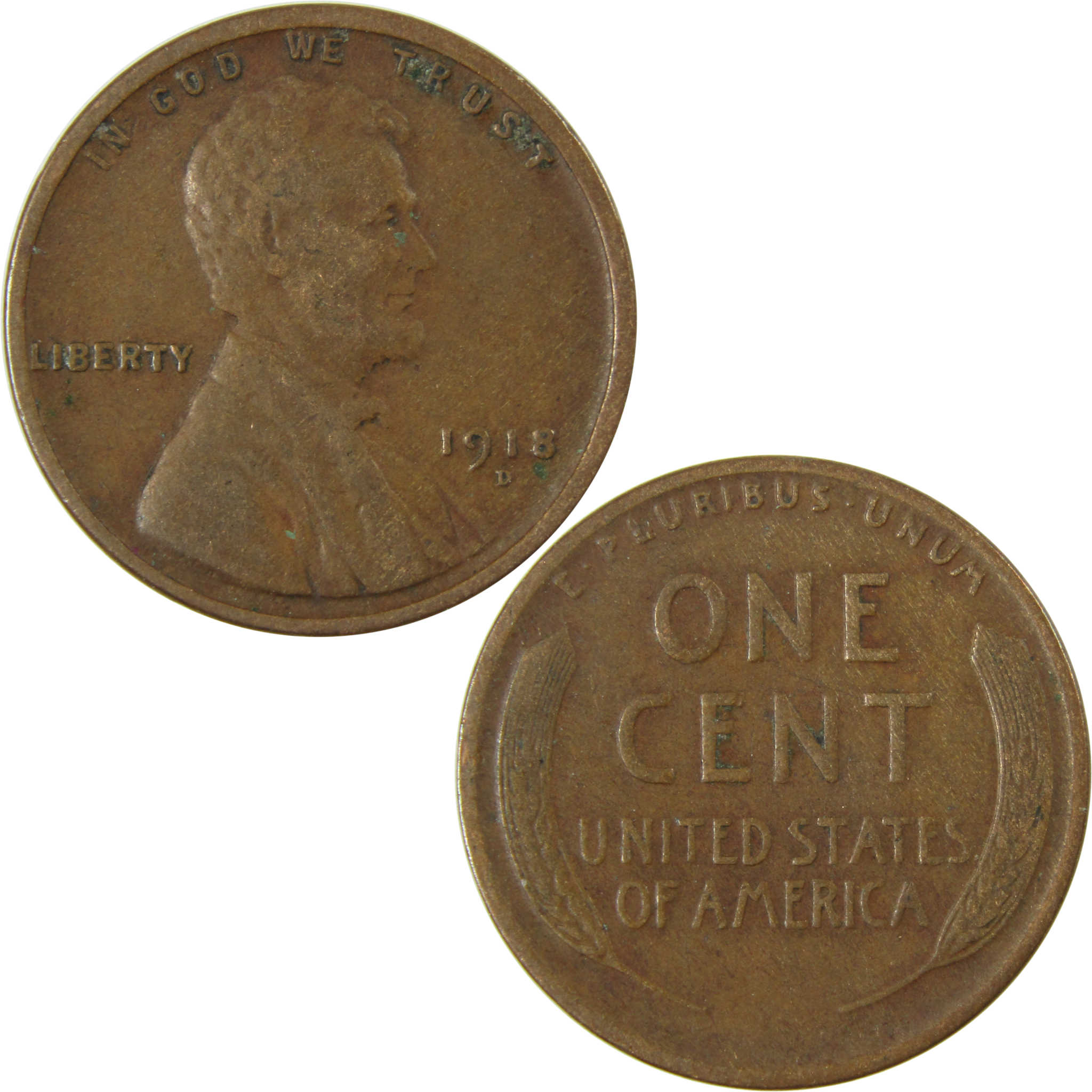 1918 D Lincoln Wheat Cent VF Very Fine Penny 1c Coin SKU:I25876