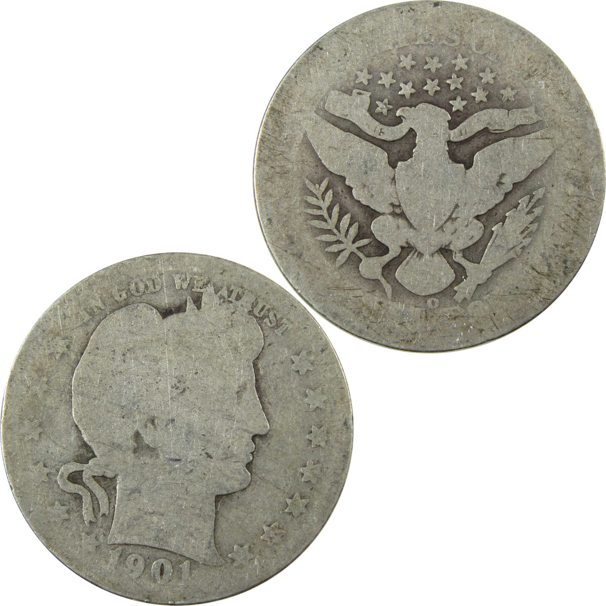 1901 O Barber Silver Quarter AG About Good 25c Coin SKU:I28529