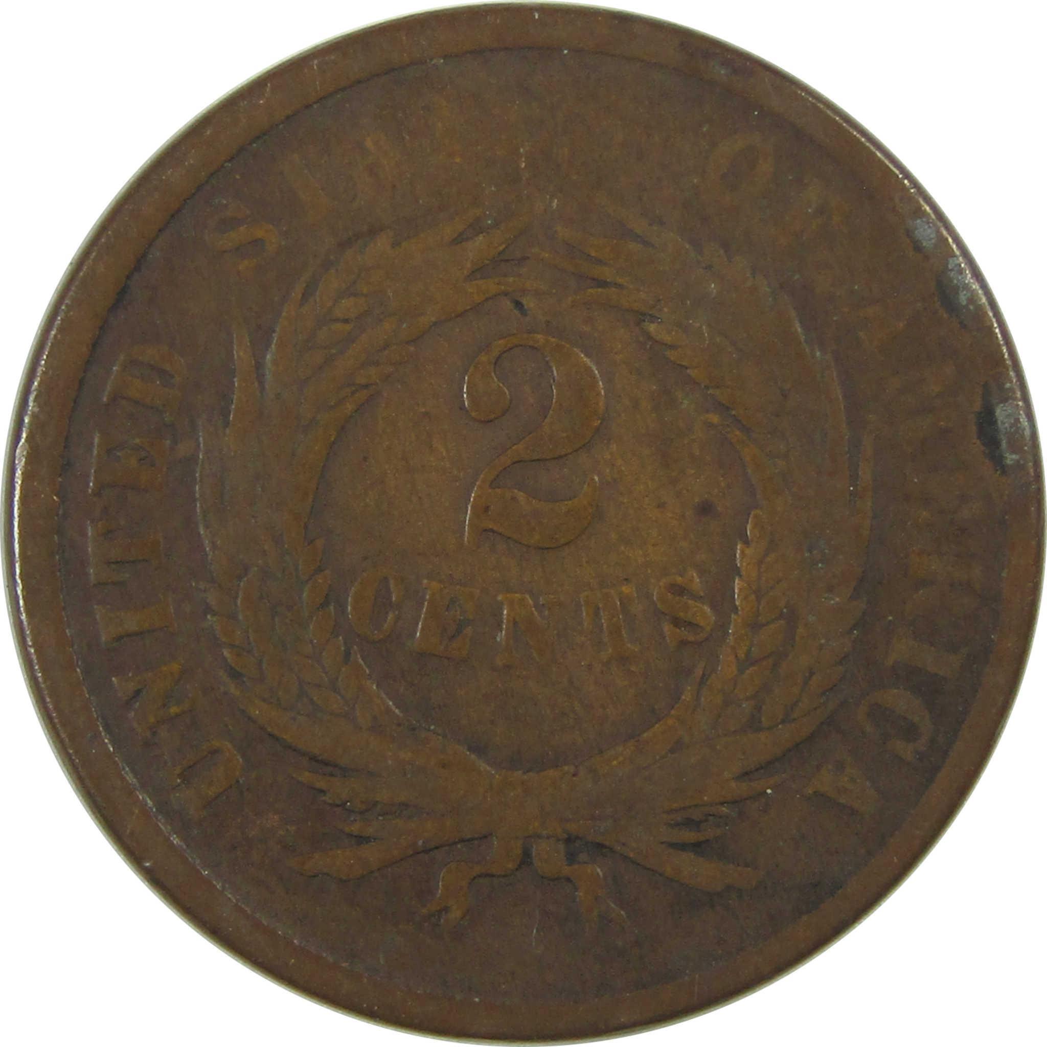 1864 Large Motto Two Cent Piece G Good 2c Coin SKU:CPC0745