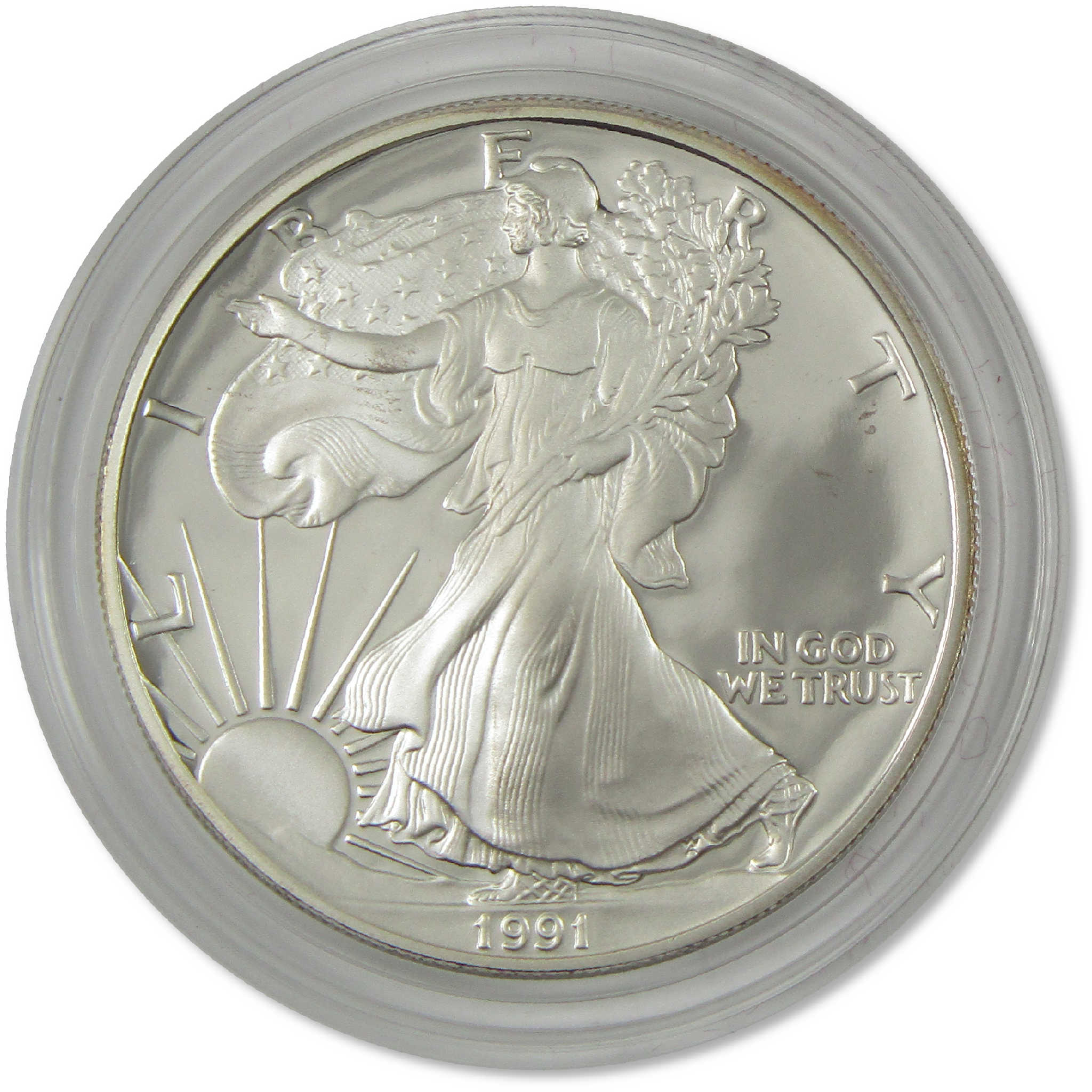 1991 S American Silver Eagle Choice Proof Bullion $1 Coin OGP COA