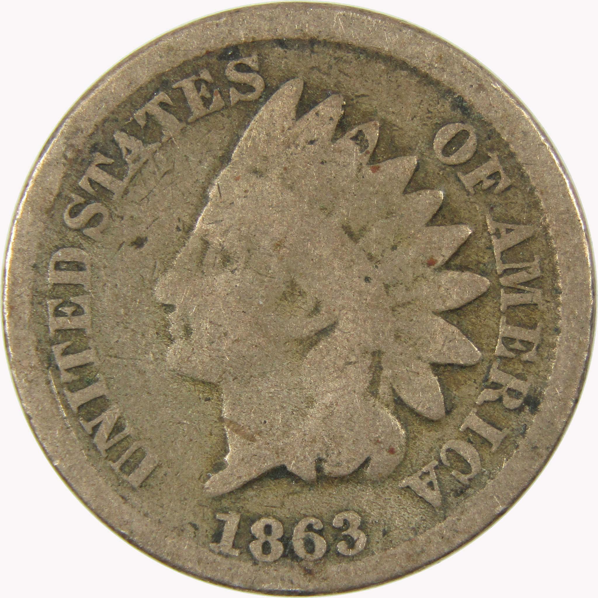1863 Indian Head Cent G Good Penny 1c Coin SKU:CP1104