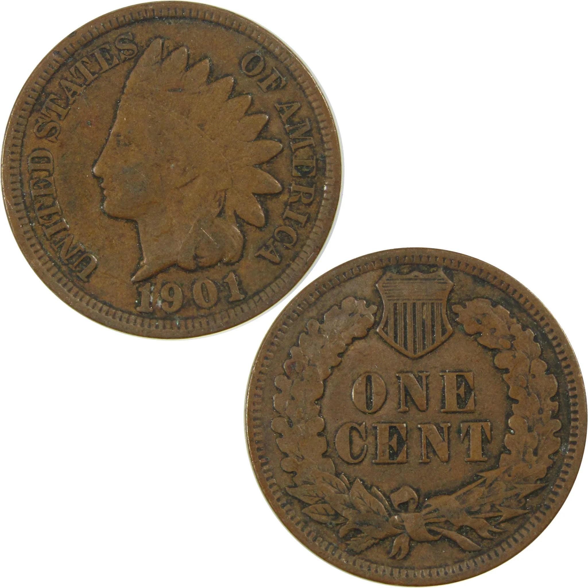 1901 Indian Head Cent VG Very Good Penny 1c Coin SKU:I27037