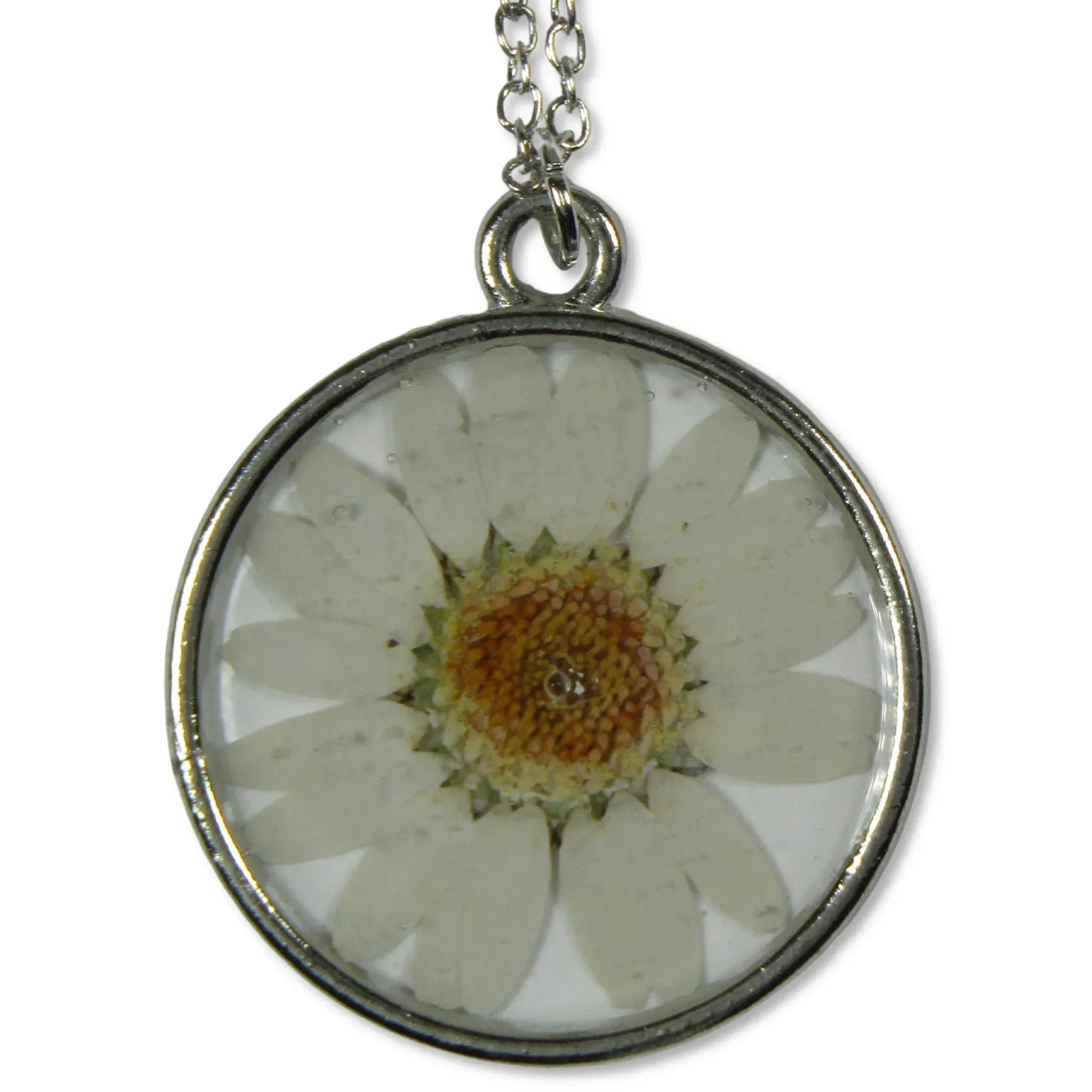 Daisy Floral Resin Necklace with Chain