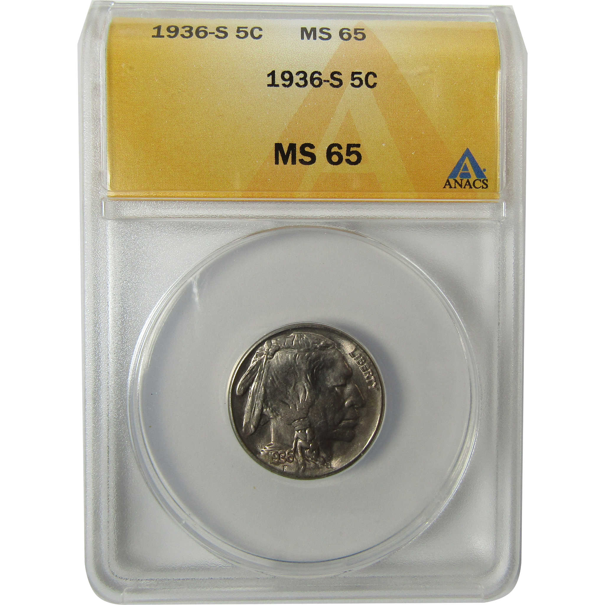 1936 S Indian Head Buffalo Nickel MS 65 ANACS Uncirculated SKU:I28305