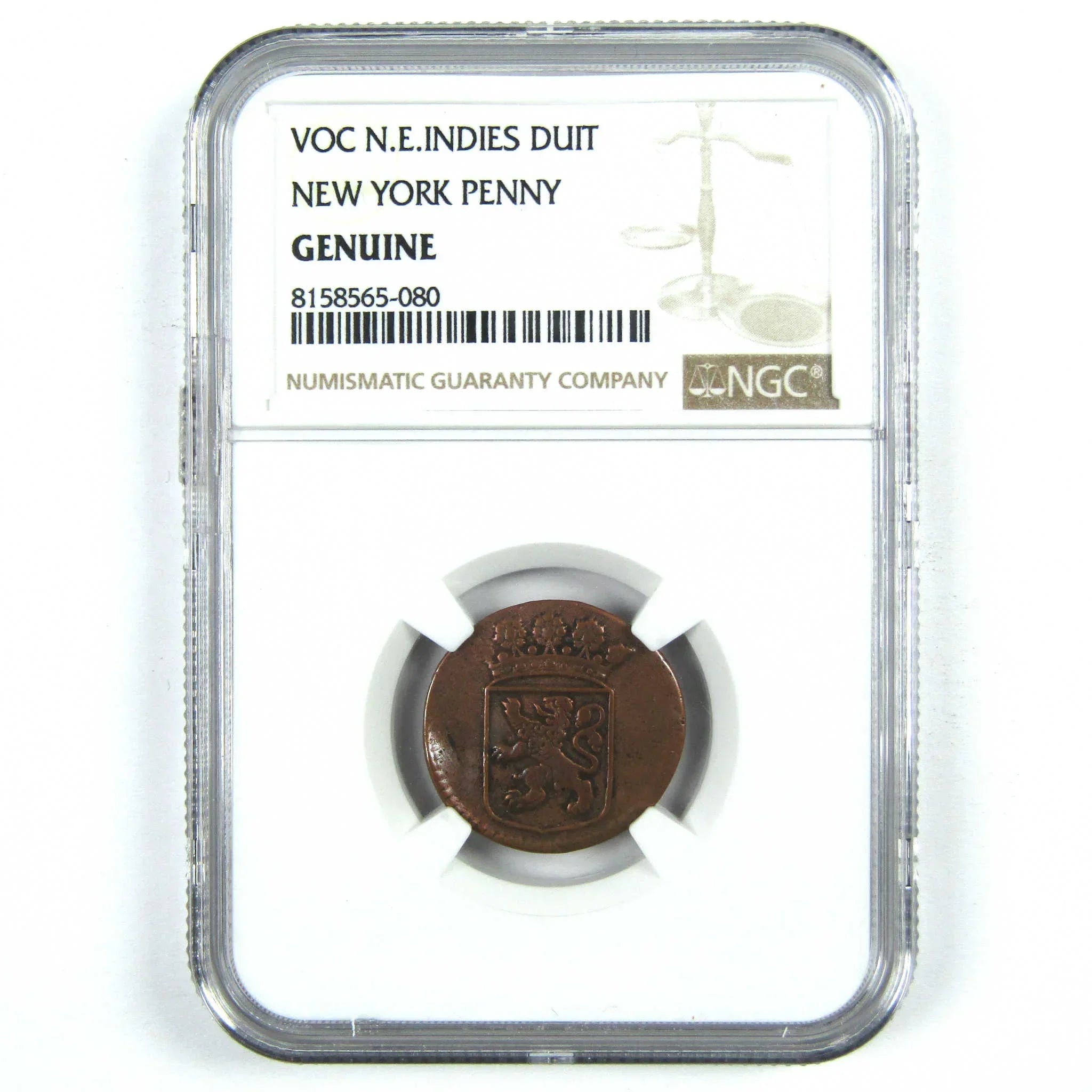 1726-1794 VOC Copper Duit Cent Genuine NGC Copper 1c SKU:OPC140