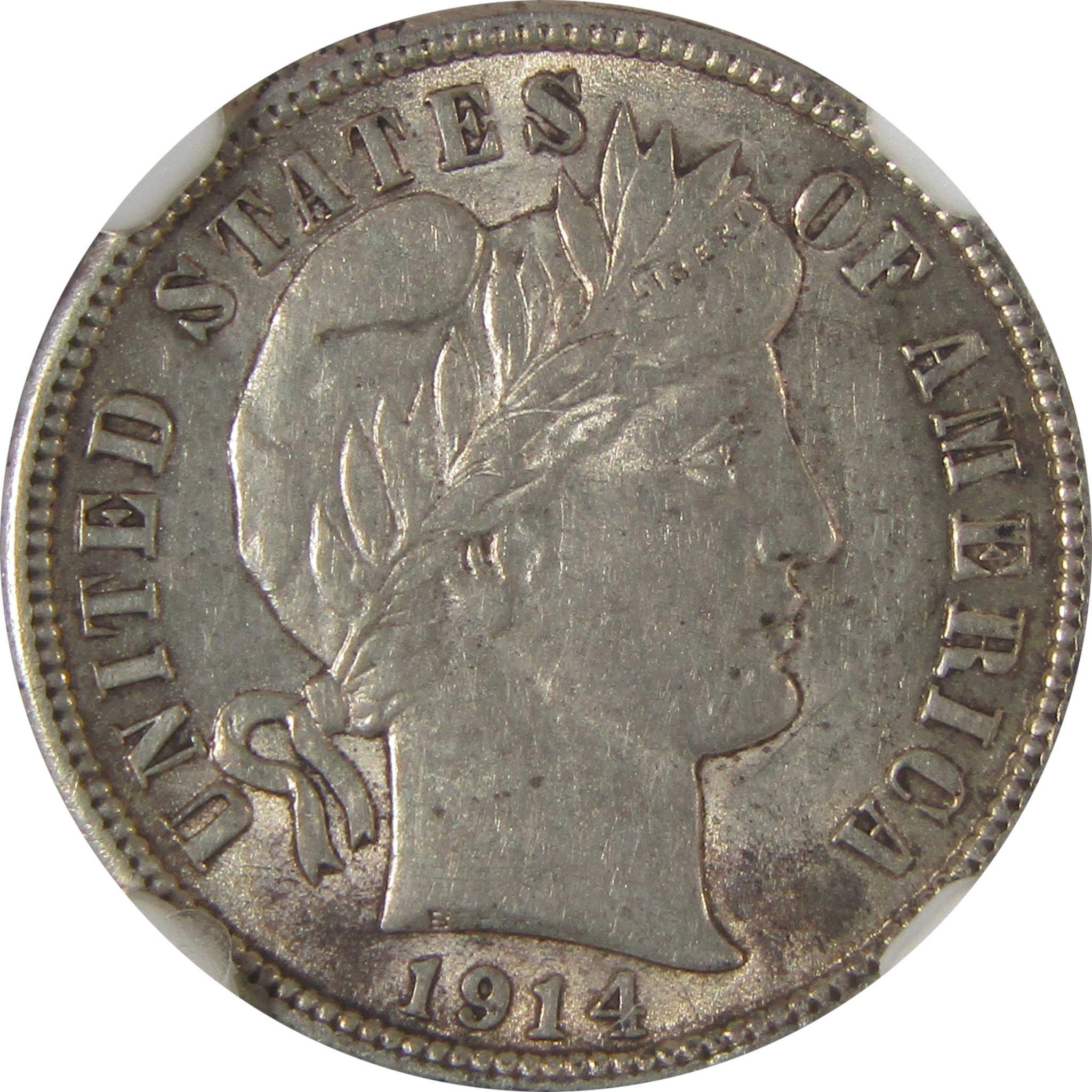 1914 Barber Dime AU 58 NGC Silver 10c Coin SKU:I22555