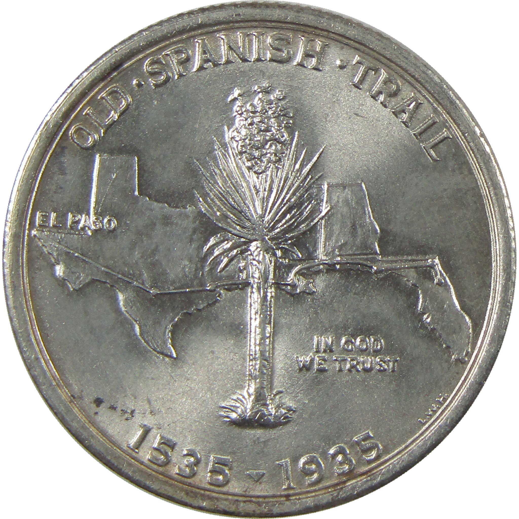 1935 Old Spanish Trail Commemorative Silver 50c BU Choice Uncirculated