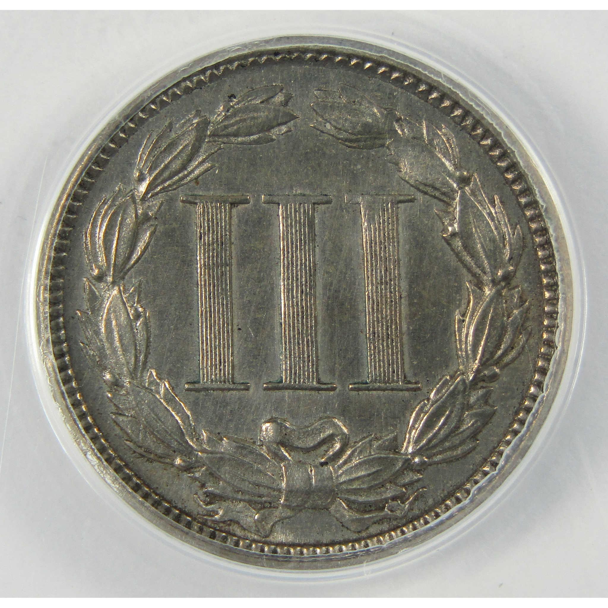 1867 Nickel Three Cent Piece MS 60 Details ANACS SKU:CP591