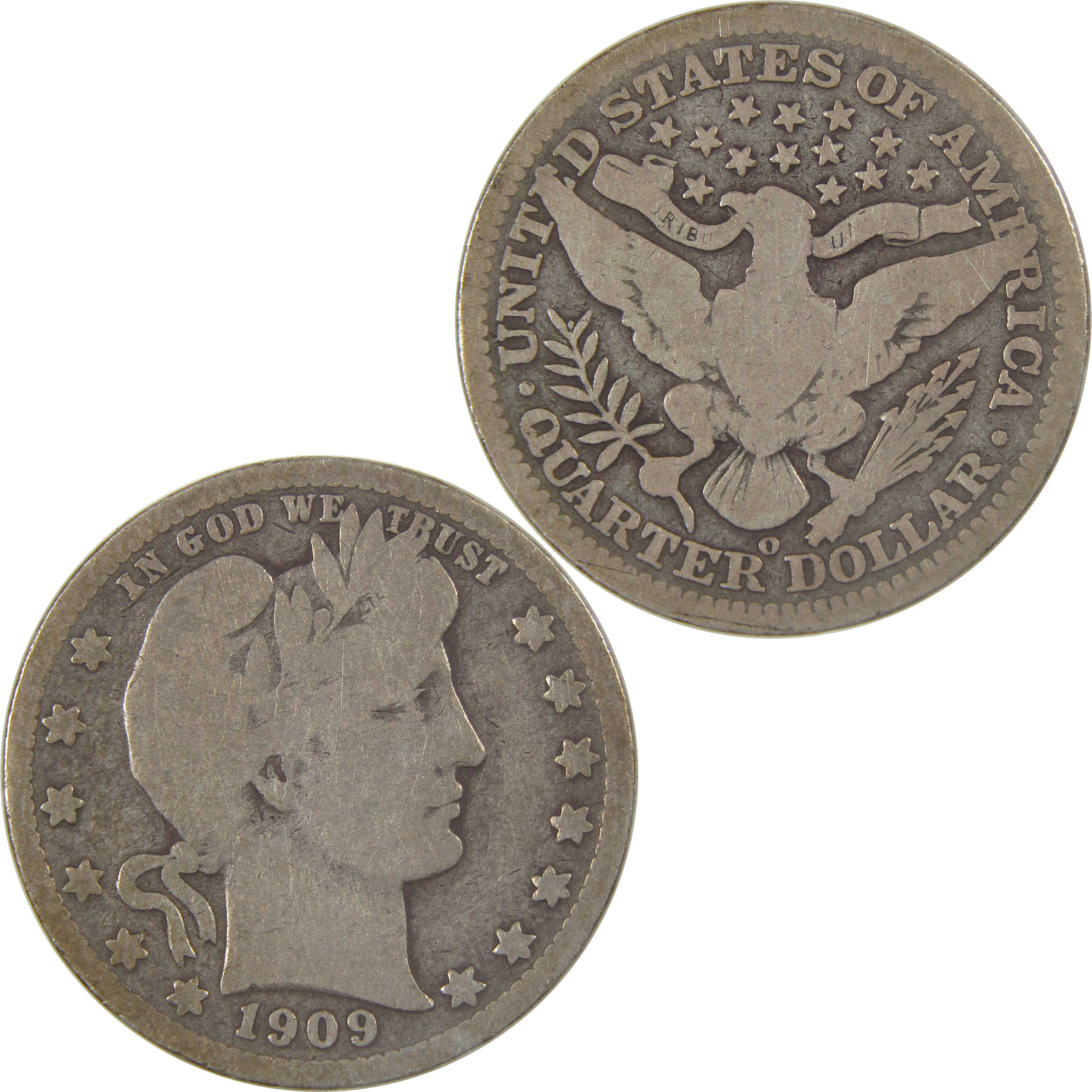 1909 O Barber Silver Quarter VG Very Good 25c Coin Collectible