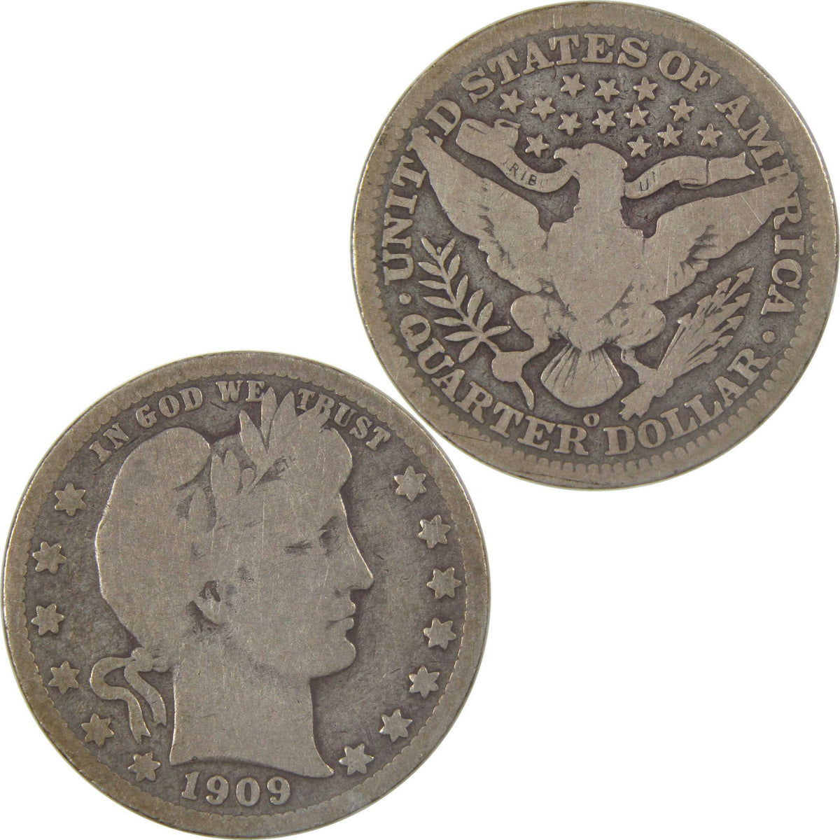 1909 O Barber Silver Quarter VG Very Good 25c Coin Collectible