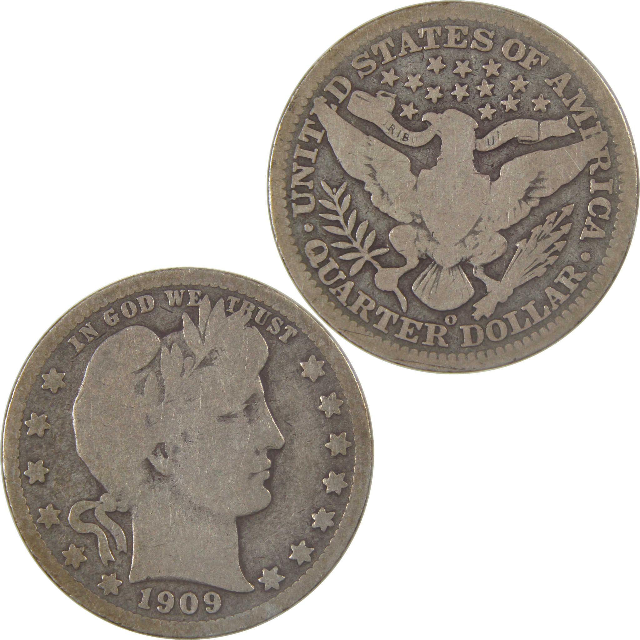 1909 O Barber Silver Quarter VG Very Good 25c Coin Collectible