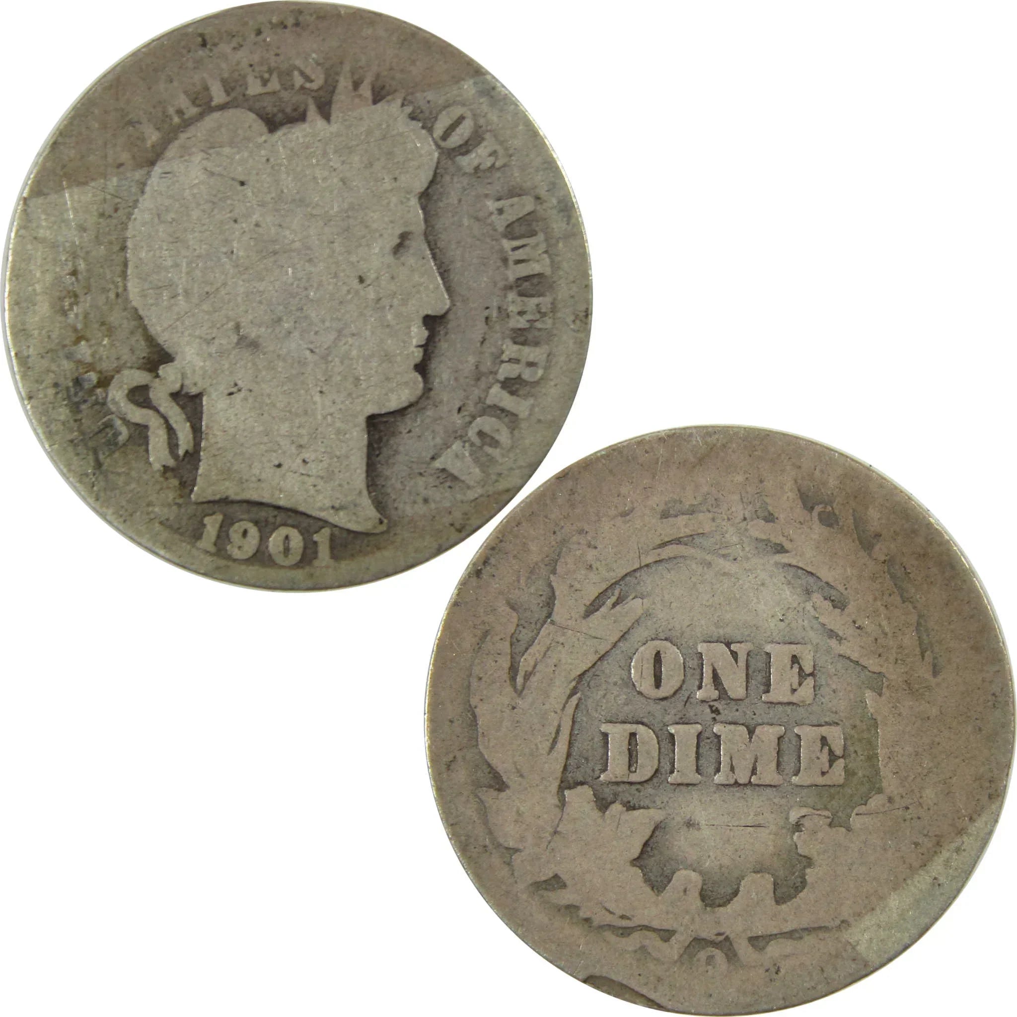1901 O Barber Silver Dime AG About Good 10c Coin Collectible SKU:CP699