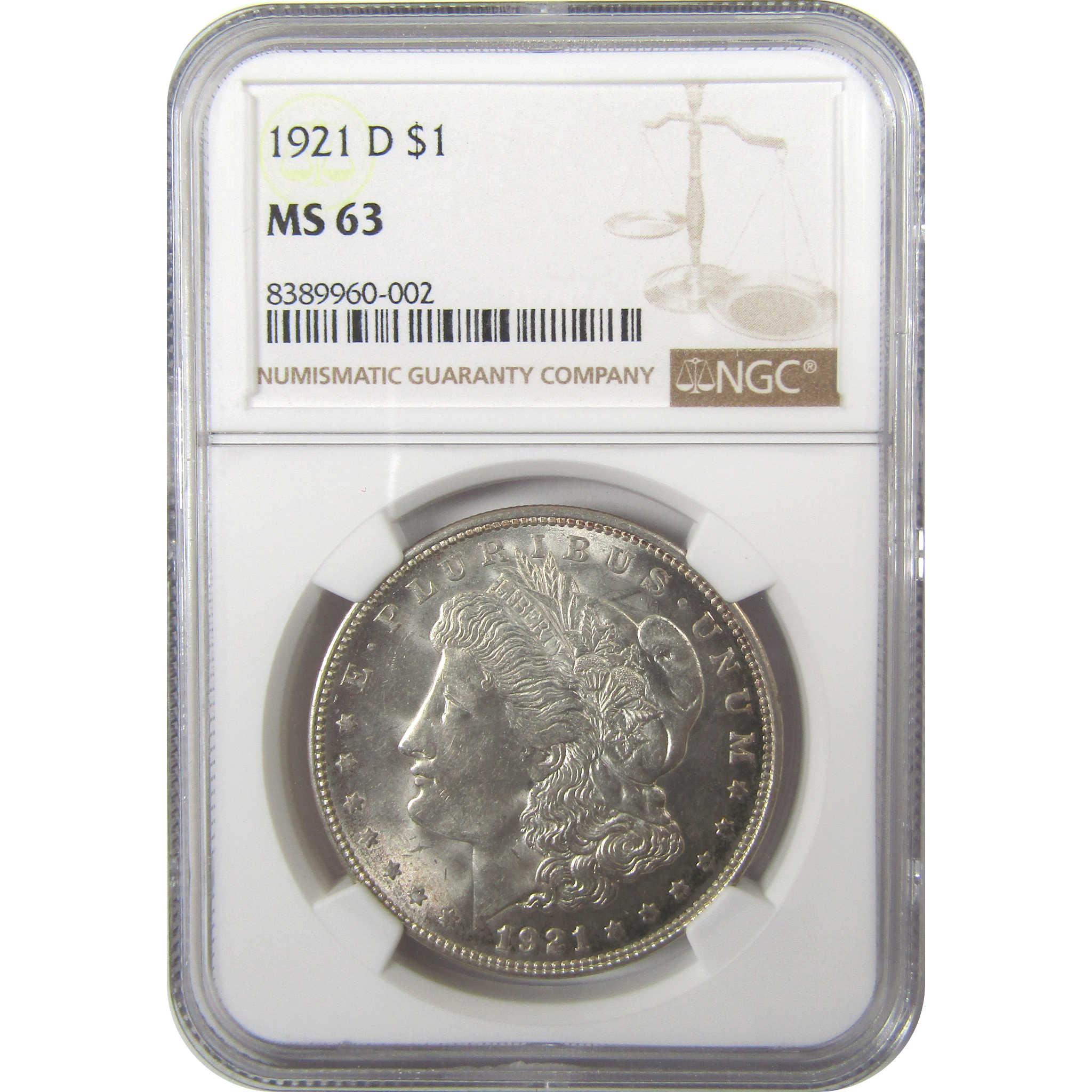 1921 D Morgan Silver Dollar MS 63 NGC Uncirculated $1 Coin SKU:I24100 - Morgan coin - Morgan silver dollar - Morgan silver dollar for sale - Profile Coins & Collectibles
