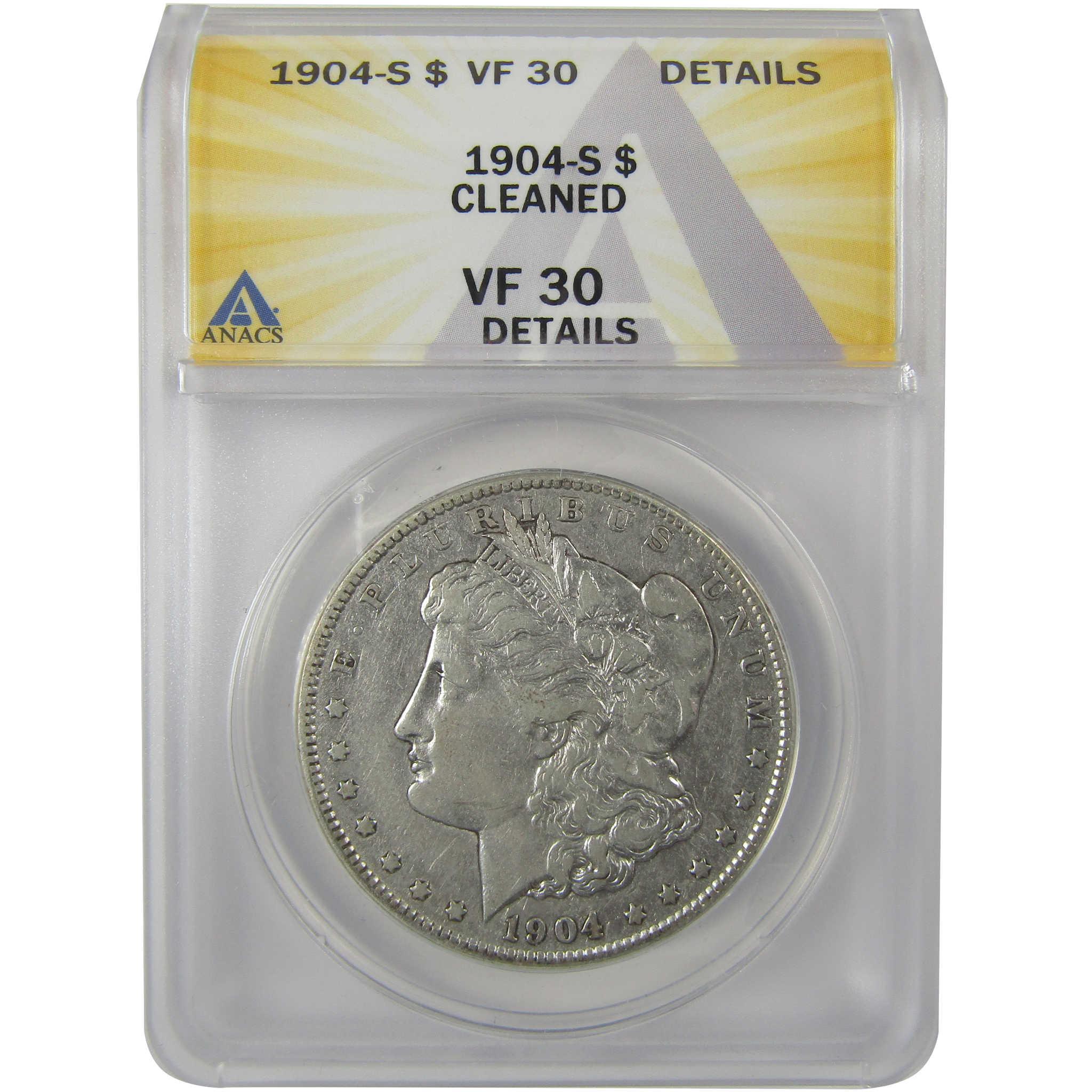 1904 S Morgan Dollar VF 30 Details ANACS Silver $1 Coin SKU:I21149 - Morgan coin - Morgan silver dollar - Morgan silver dollar for sale - Profile Coins & Collectibles