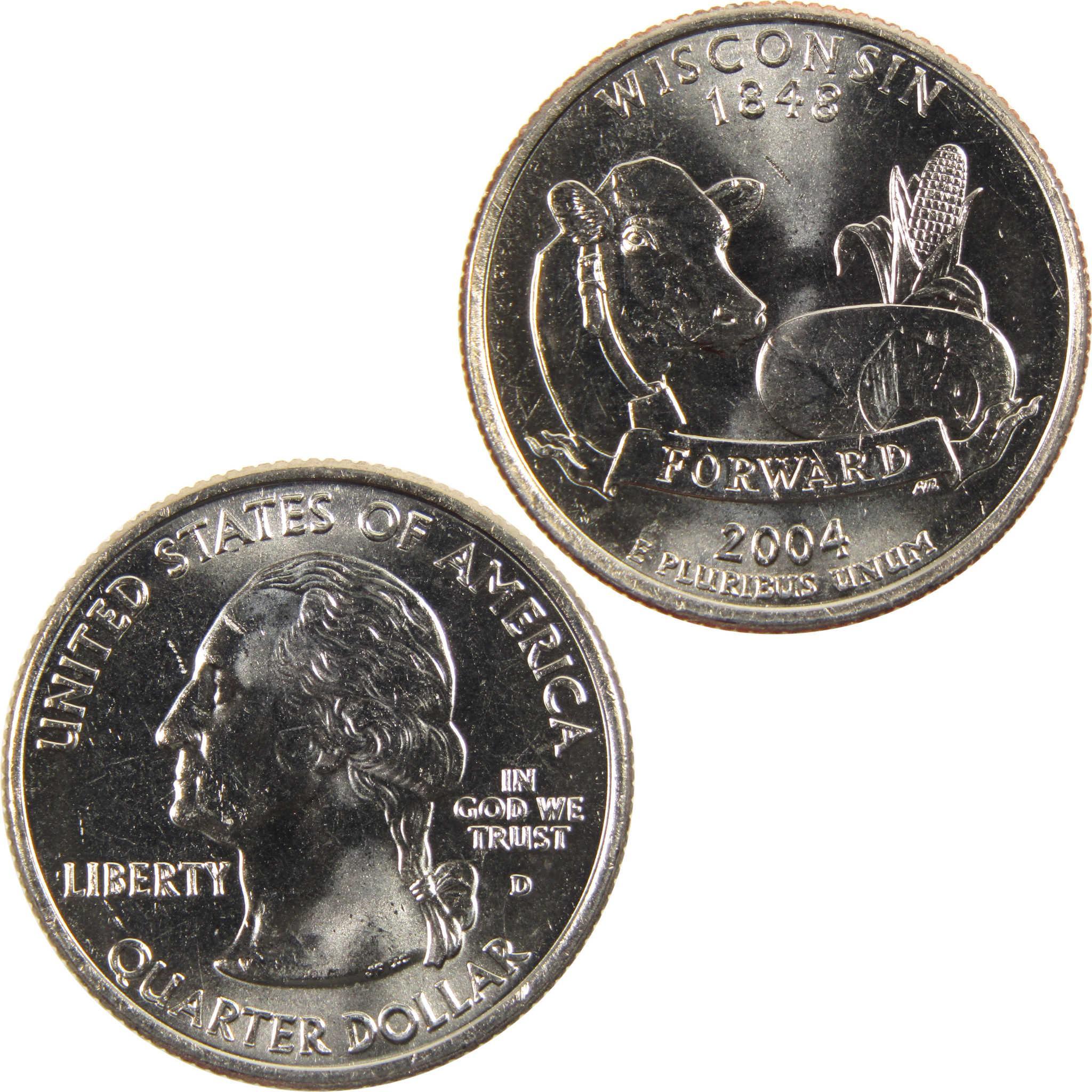 2004 D Wisconsin State Quarter BU Uncirculated Clad 25c Coin