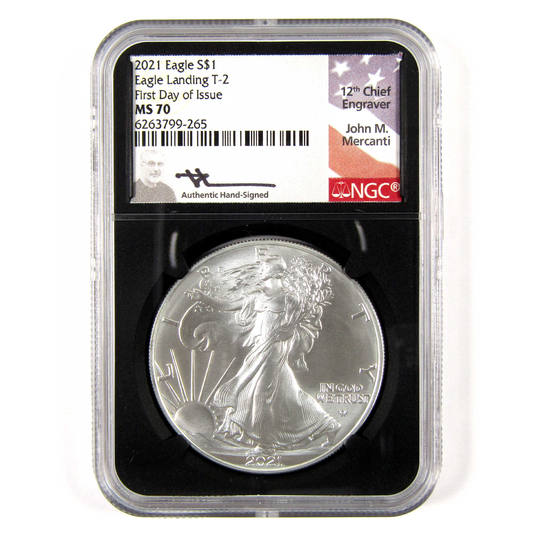 2021 T2 American Silver Eagle MS 70 NGC First Day Mercanti SKU:CPC6078