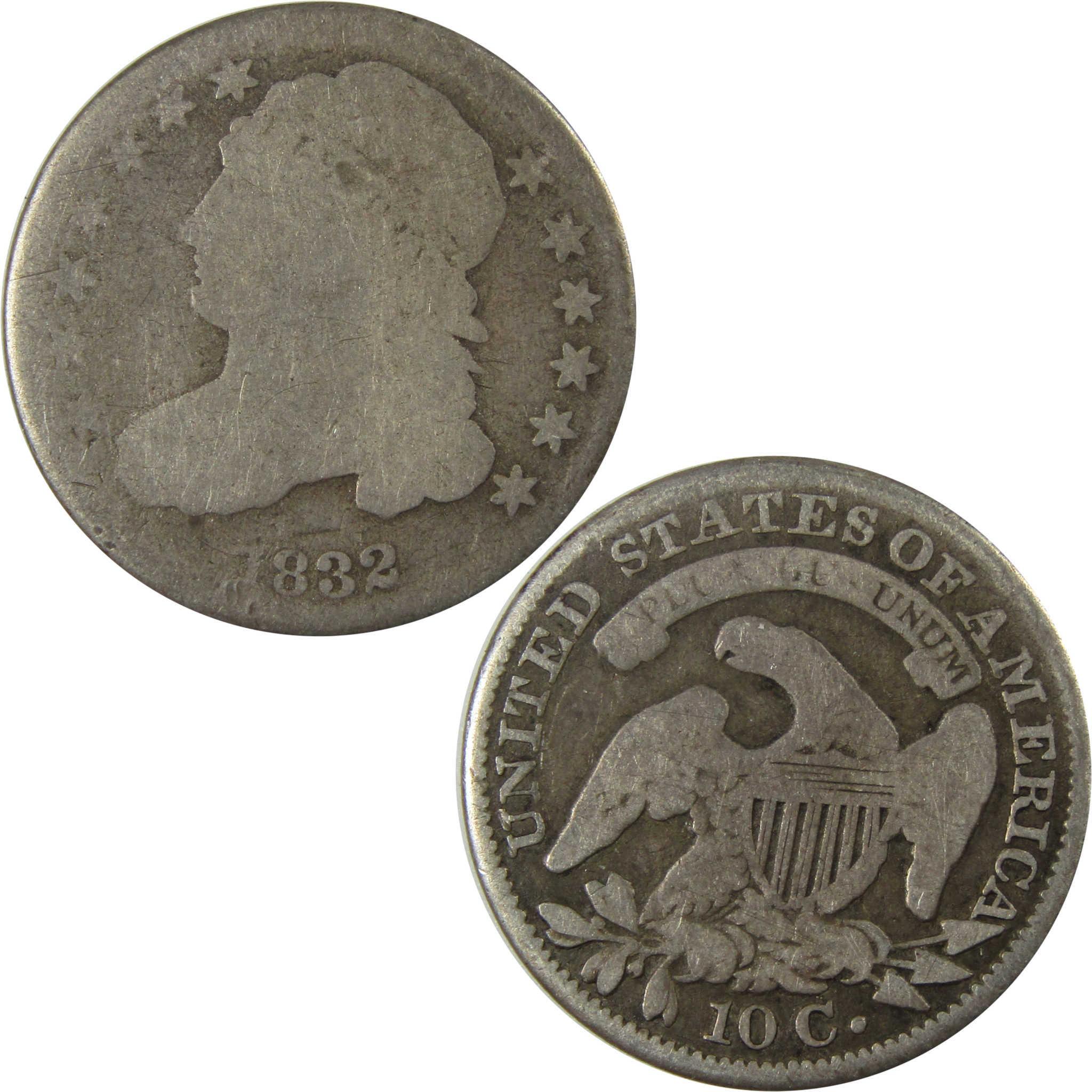 1832 Capped Bust Silver Dime G Good 10c Coin Collectible SKU:I25888