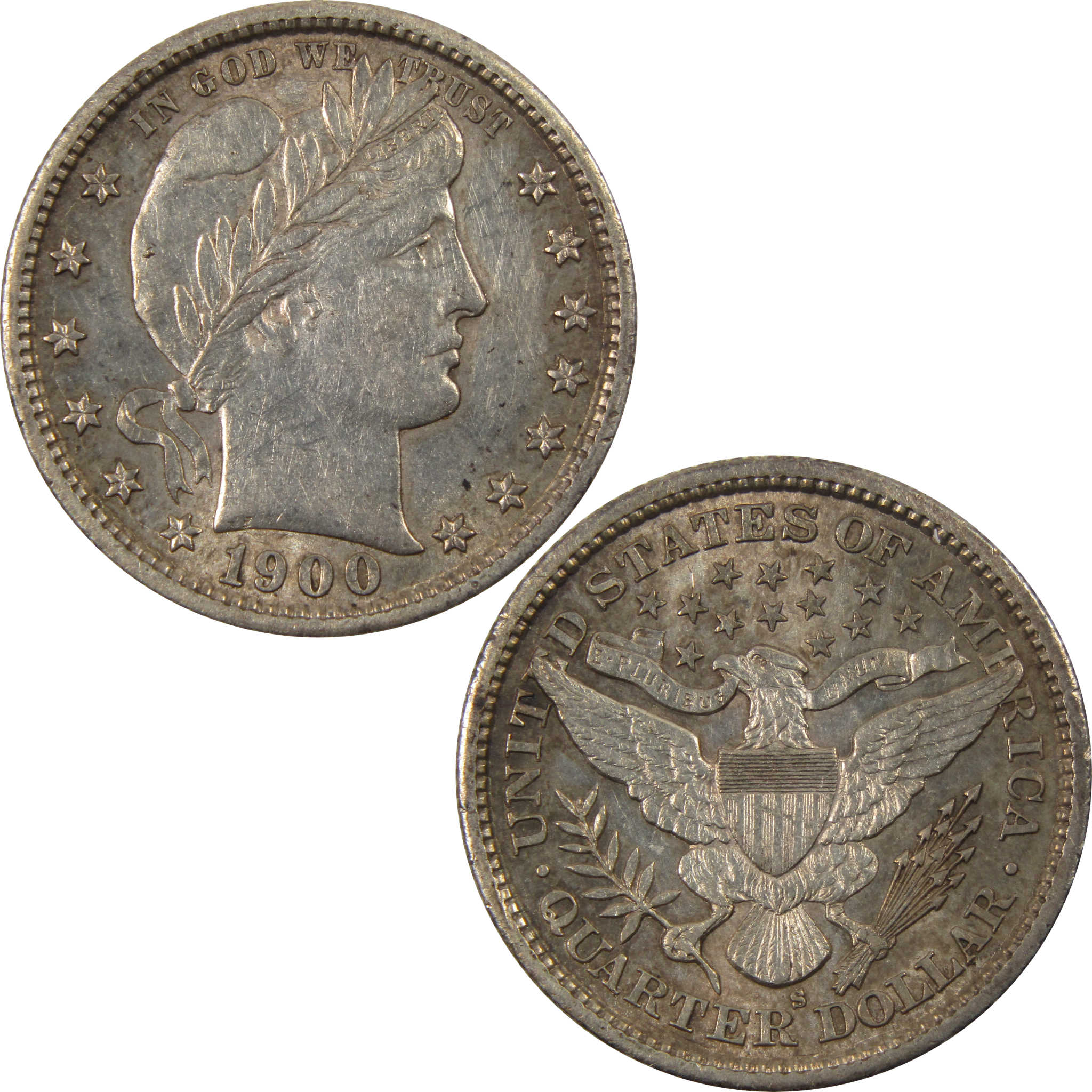 1900 S Barber Quarter Borderline Uncirculated 90% Silver SKU:I9387