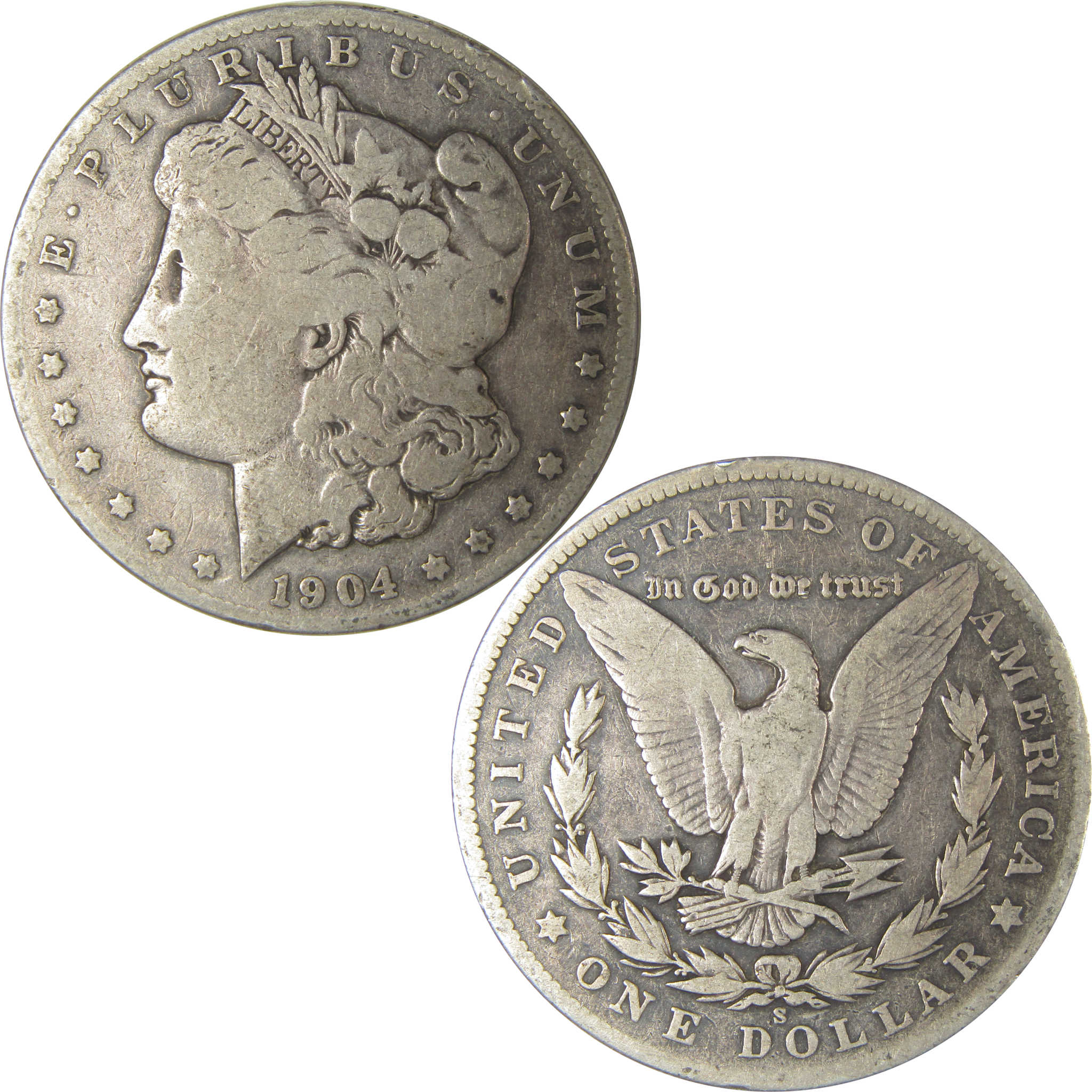 1904 S Morgan Dollar VG Very Good Silver $1 Coin SKU:I22510 - Morgan coin - Morgan silver dollar - Morgan silver dollar for sale - Profile Coins & Collectibles