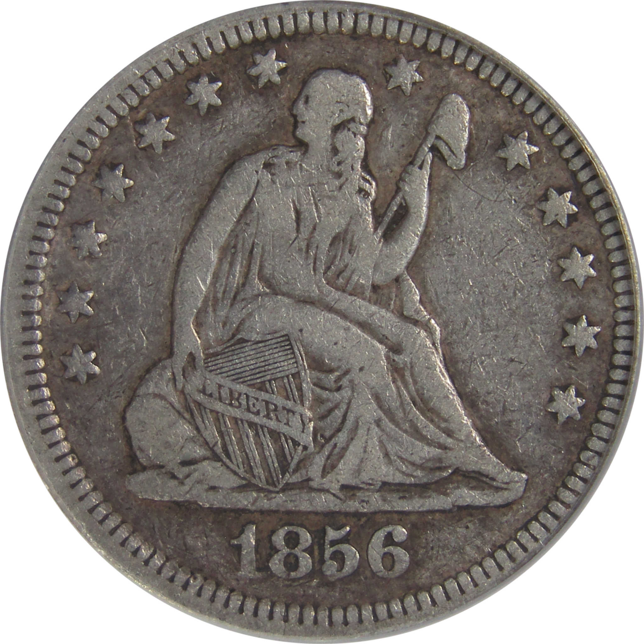 1856 Seated Liberty Quarter VF 25 ANACS Silver 25c Coin SKU:I23644