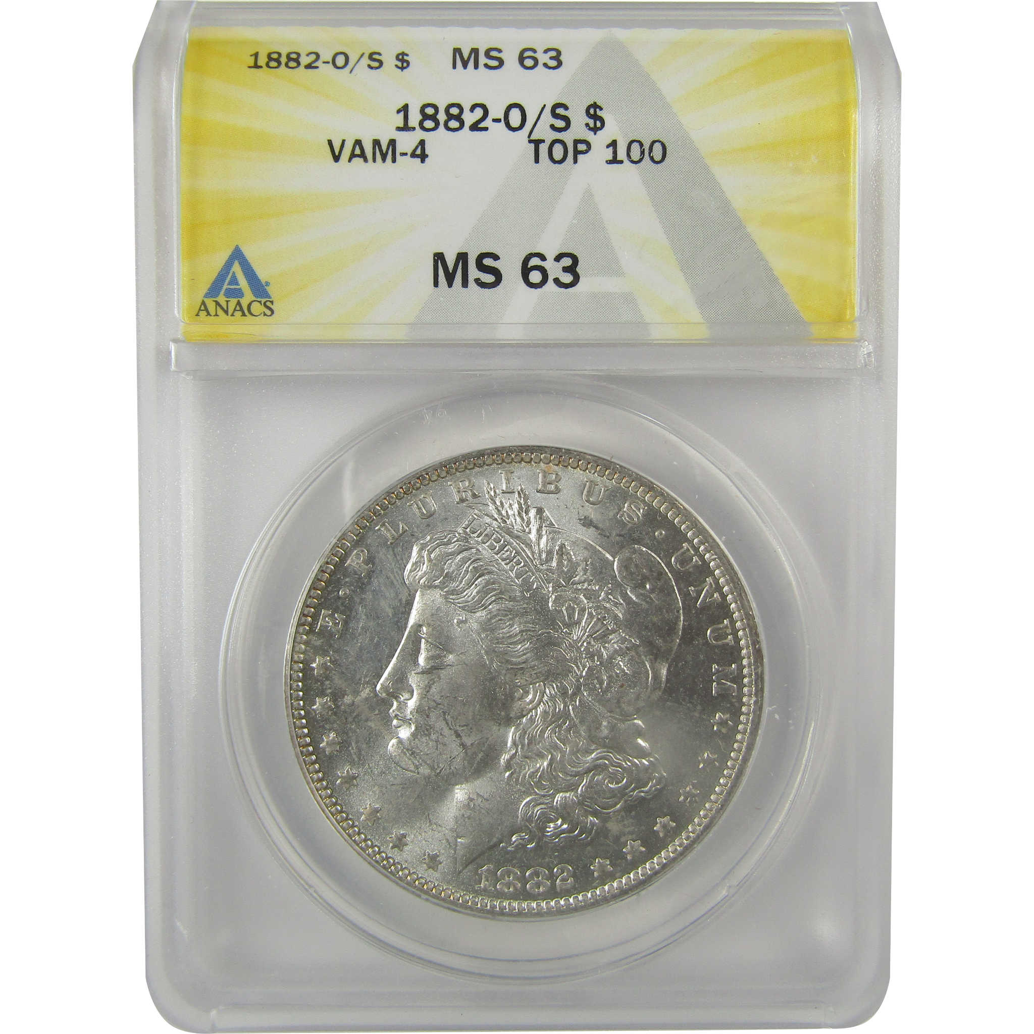1882 O/S VAM-4 Recessed Top 100 Morgan Dollar MS 63 ANACS SKU:I21939 - Morgan coin - Morgan silver dollar - Morgan silver dollar for sale - Profile Coins & Collectibles
