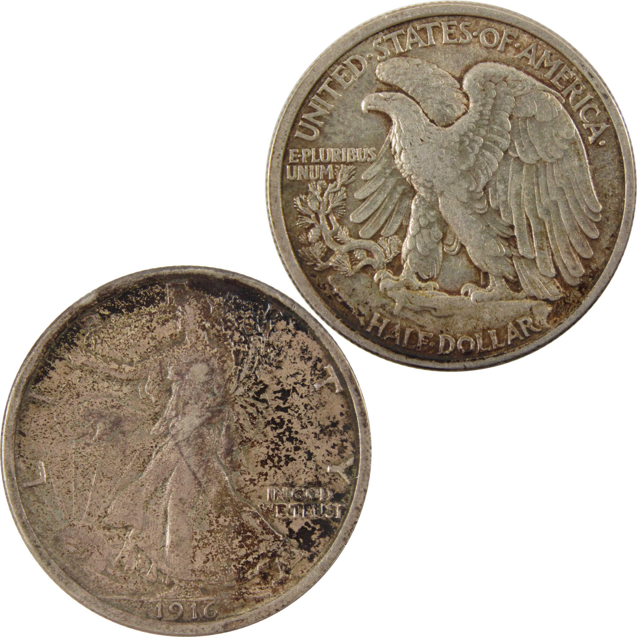 1916 Liberty Walking Half Dollar About Unc 90% Silver SKU:I8038