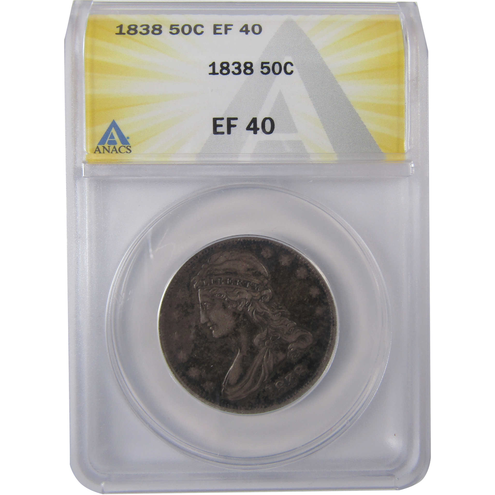 1838 Capped Bust Half Dollar EF 40 ANACS Silver 50c Coin SKU:I17460