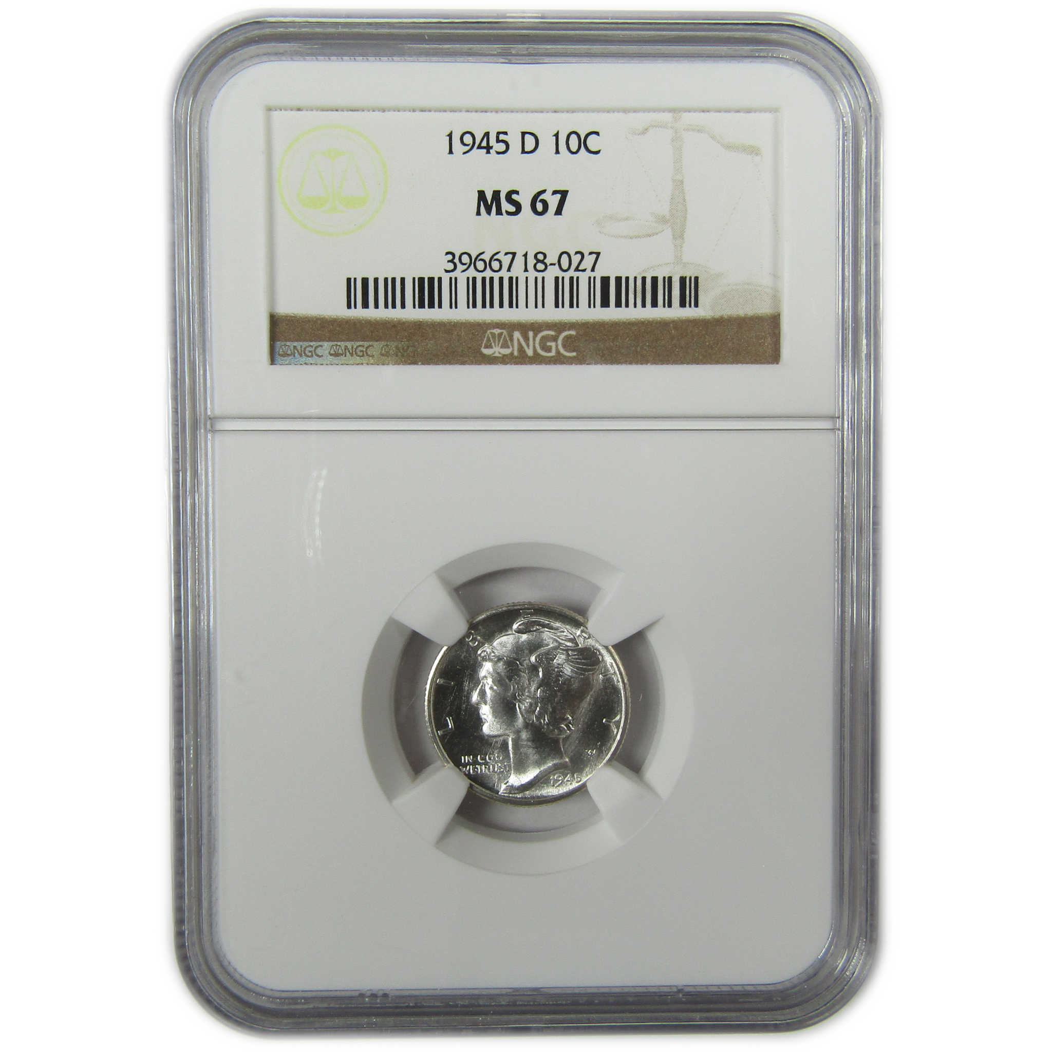 1945 D Mercury Silver Dime MS 67 NGC Uncirculated 10c Coin SKU:CP1544