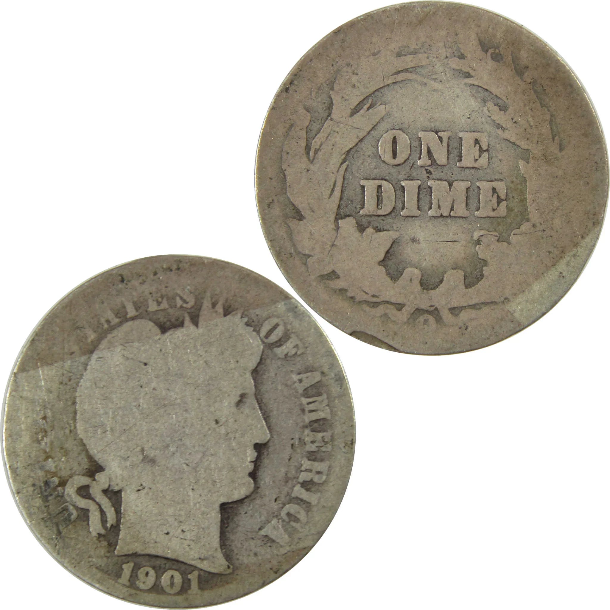 1901 O Barber Silver Dime AG About Good 10c Coin Collectible SKU:CP699