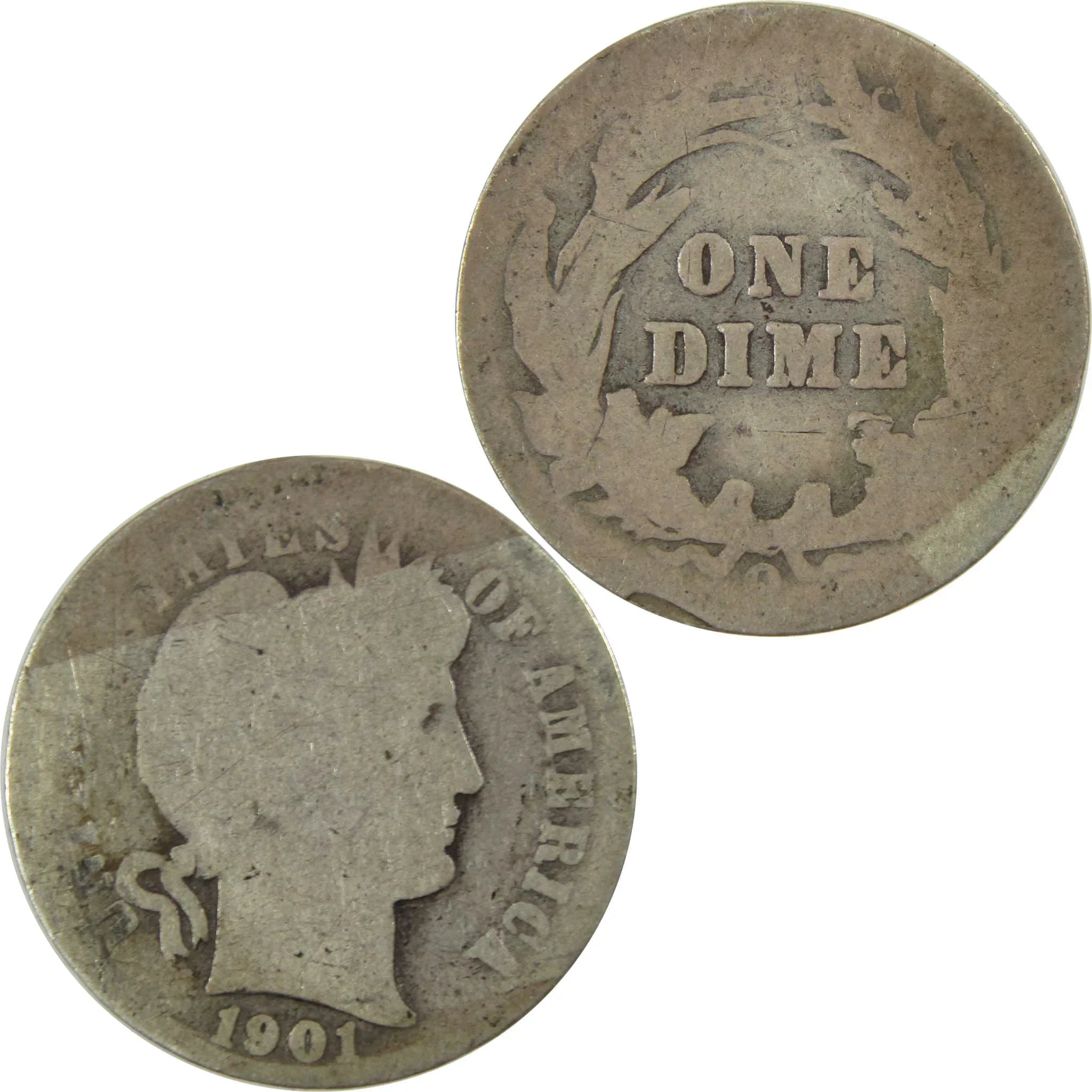 1901 O Barber Silver Dime AG About Good 10c Coin Collectible SKU:CP699