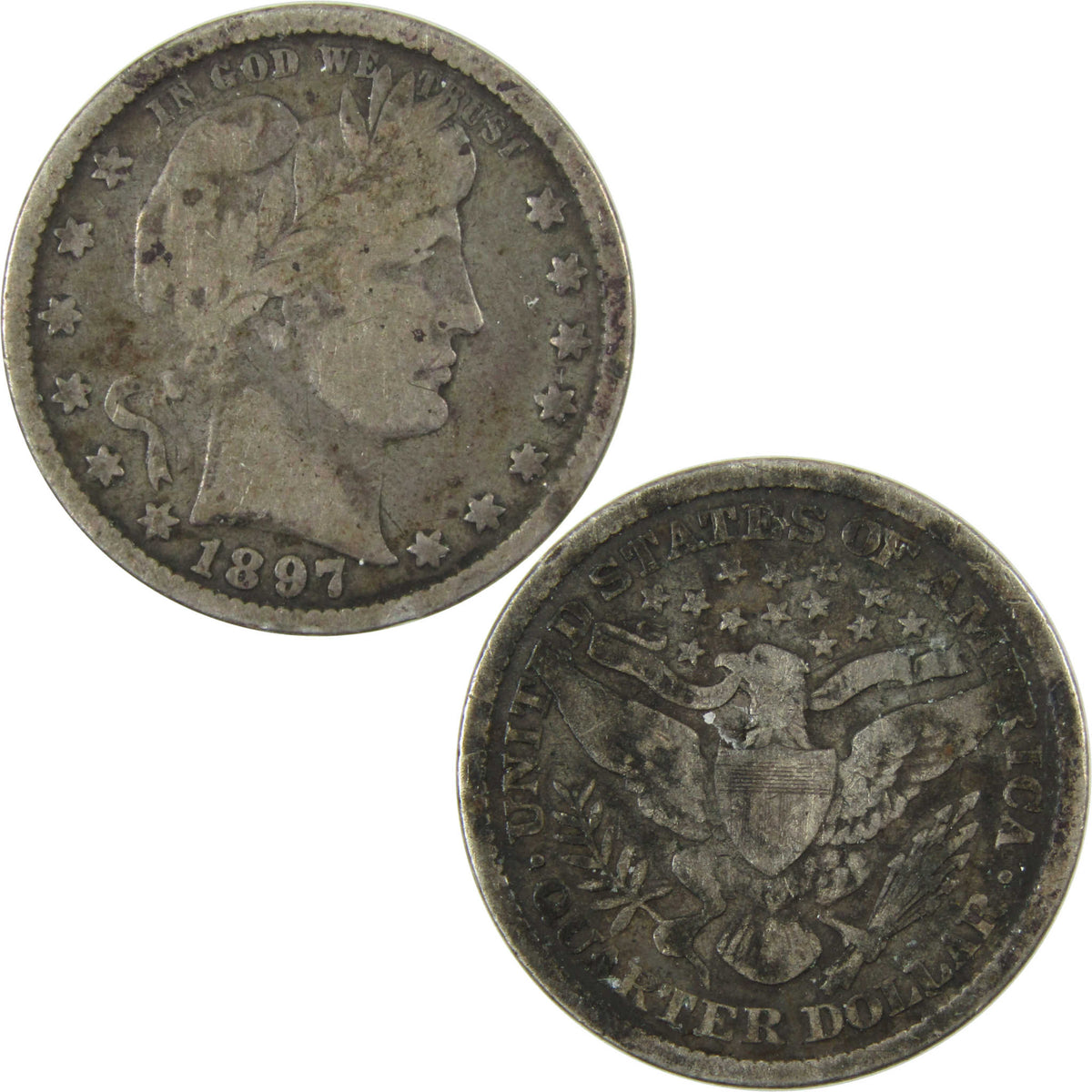1897 Barber Silver Quarter VG Very Good 25c Coin SKU:I28534