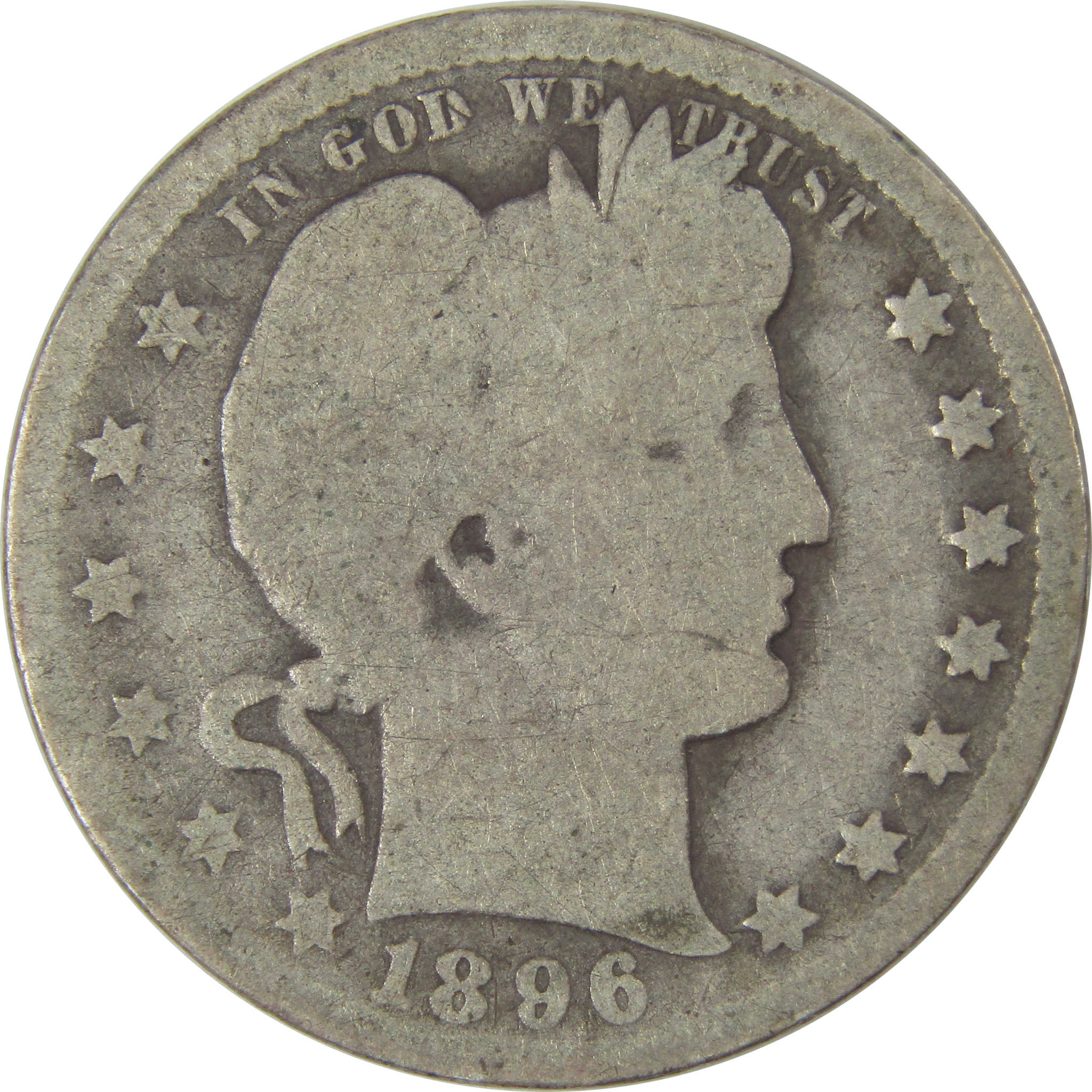 1896 O Barber Quarter AG About Good Silver 25c Coin SKU:I22785