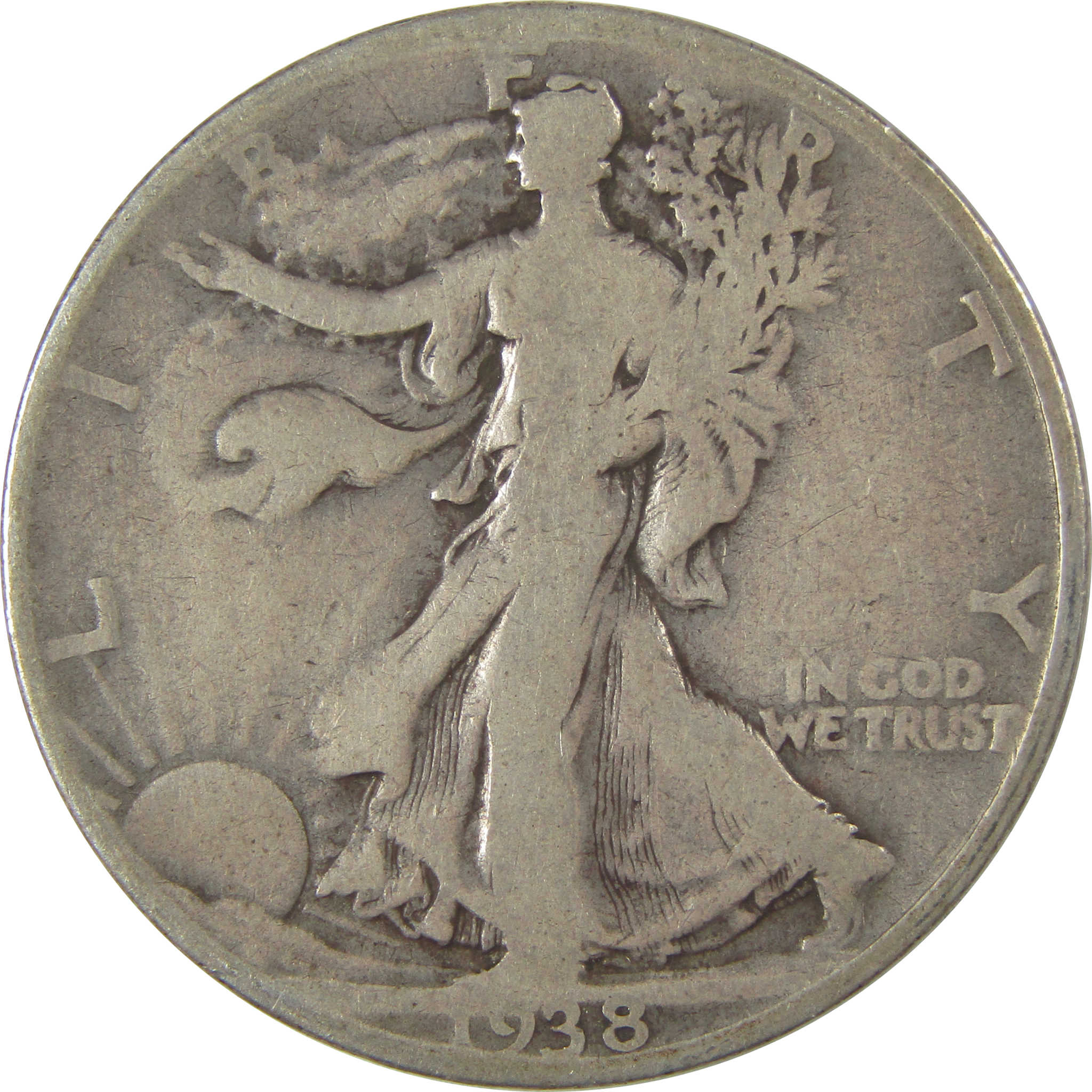 1938 D Liberty Walking Half Dollar G Good Silver 50c Coin SKU:I20944