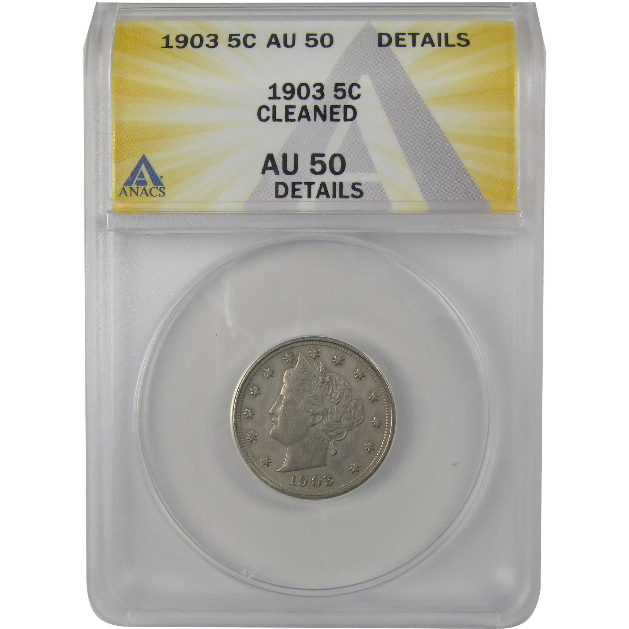 1903 Liberty Head V Nickel AU 50 Details ANACS 5c Coin SKU:I22310