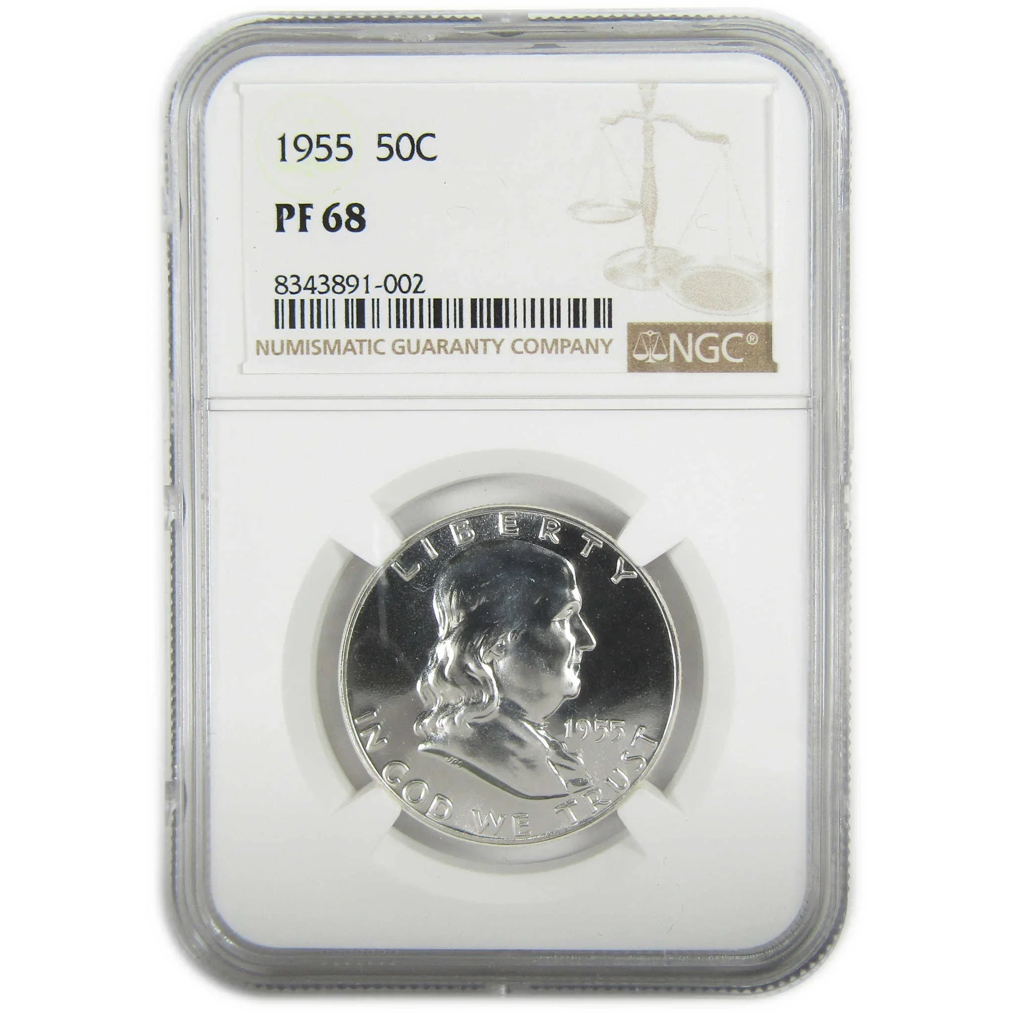 1955 Franklin Silver Half Dollar PF 68 NGC Proof 50c Coin SKU:I27411