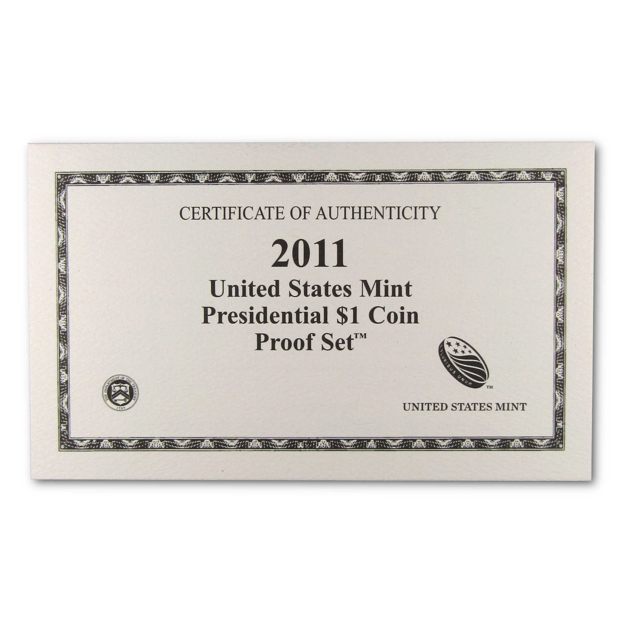 2011 Presidential Dollar Proof Set U.S. Mint Packaging OGP COA