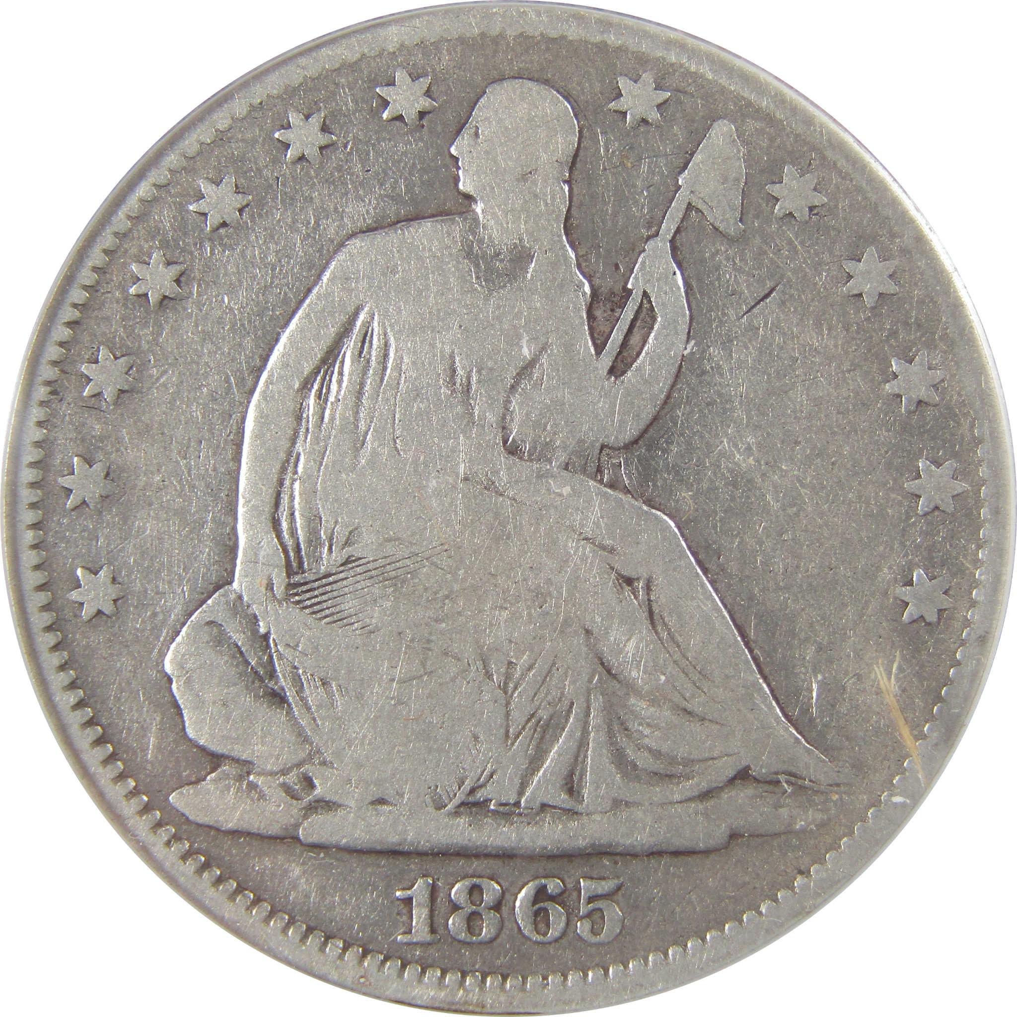 1865 Seated Liberty Silver Half Dollar G 6 Details ANACS SKU:I25451