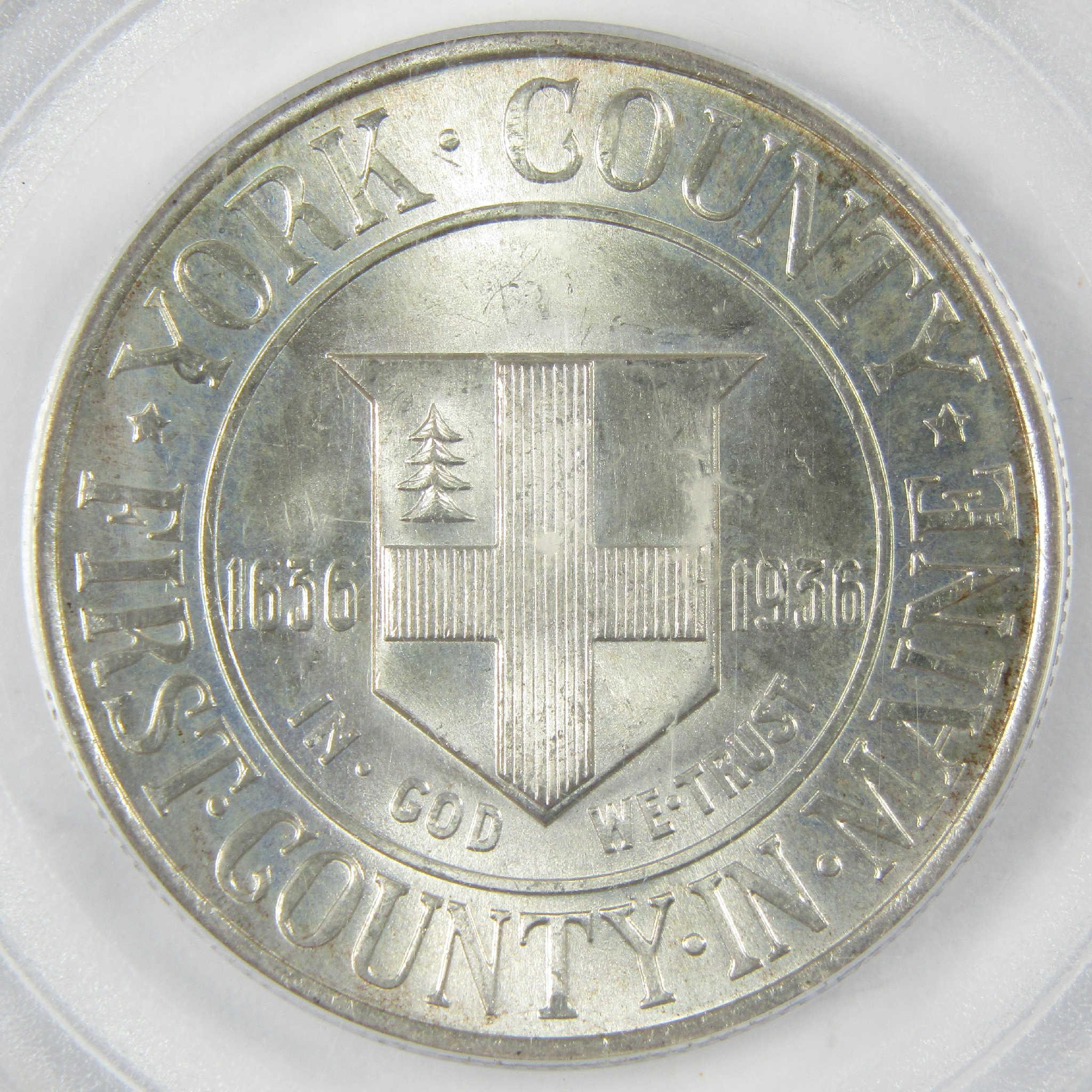1936 York County Maine Commemorative Silver Half Dollar MS 65 PCGS CAC