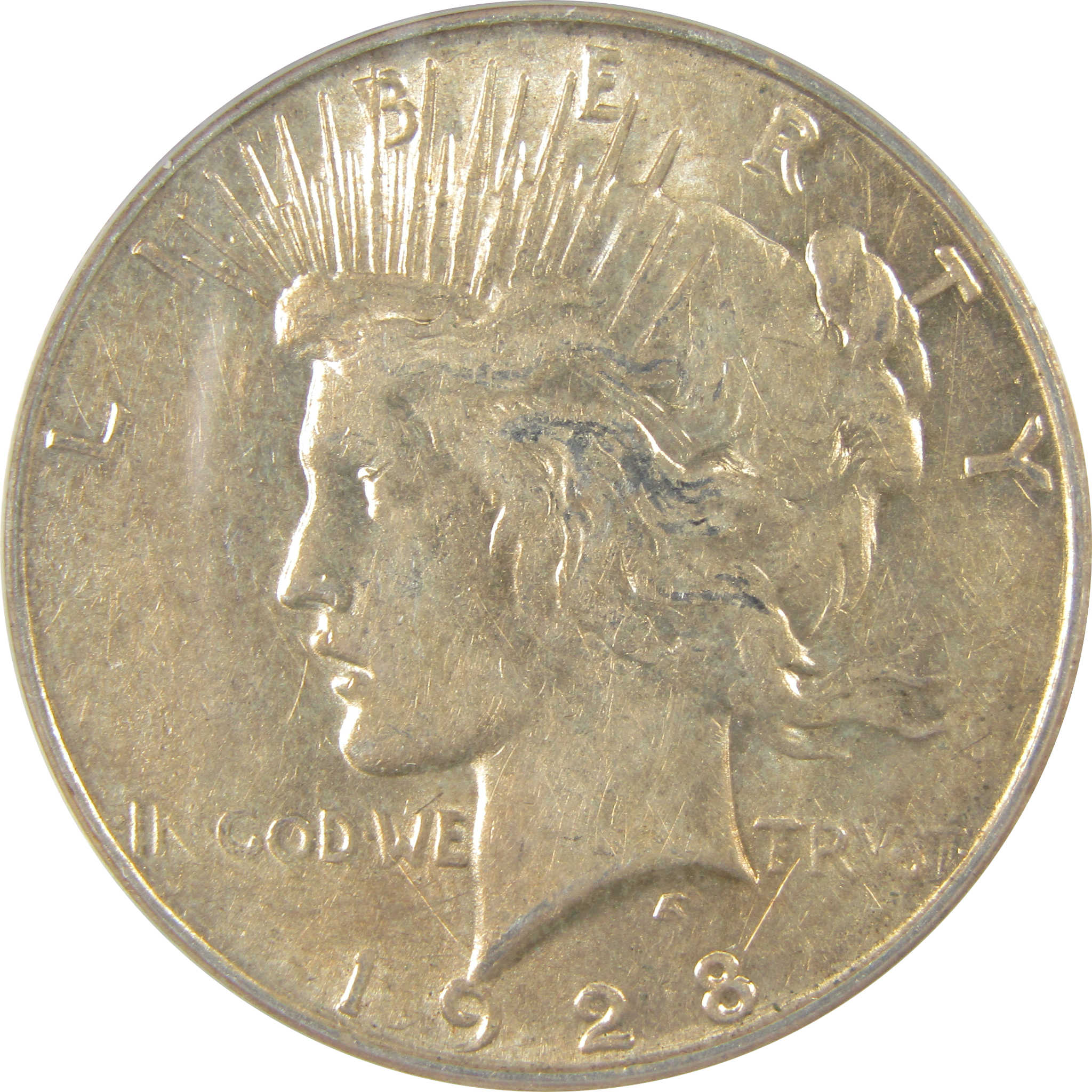 1928 S Peace Dollar AU 50 ANACS Silver $1 Coin SKU:I21503