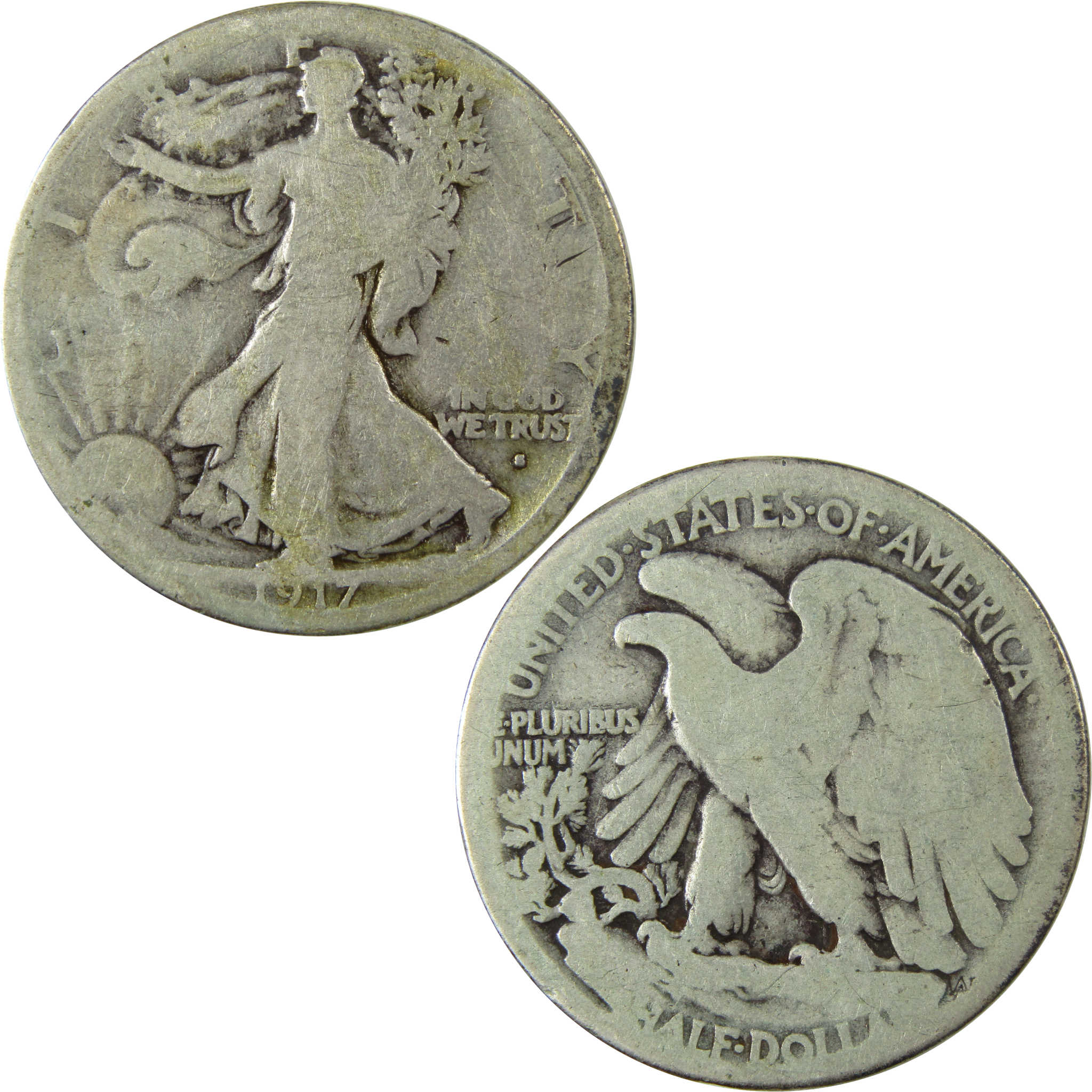 1917 S Obverse Liberty Walking Silver Half Dollar G Good SKU:I25750