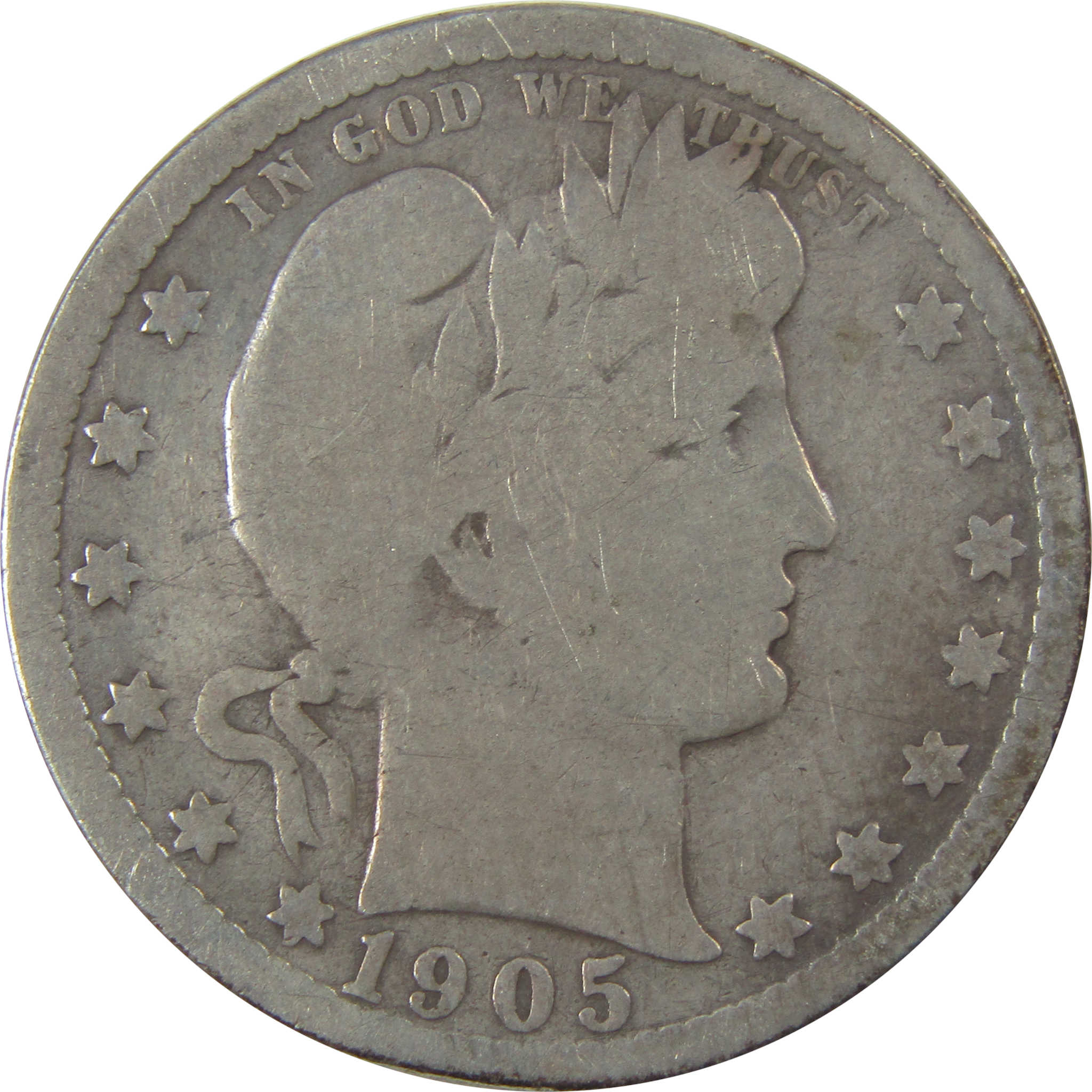 1905 O Barber Quarter G Good Details Silver 25c Coin SKU:I21830