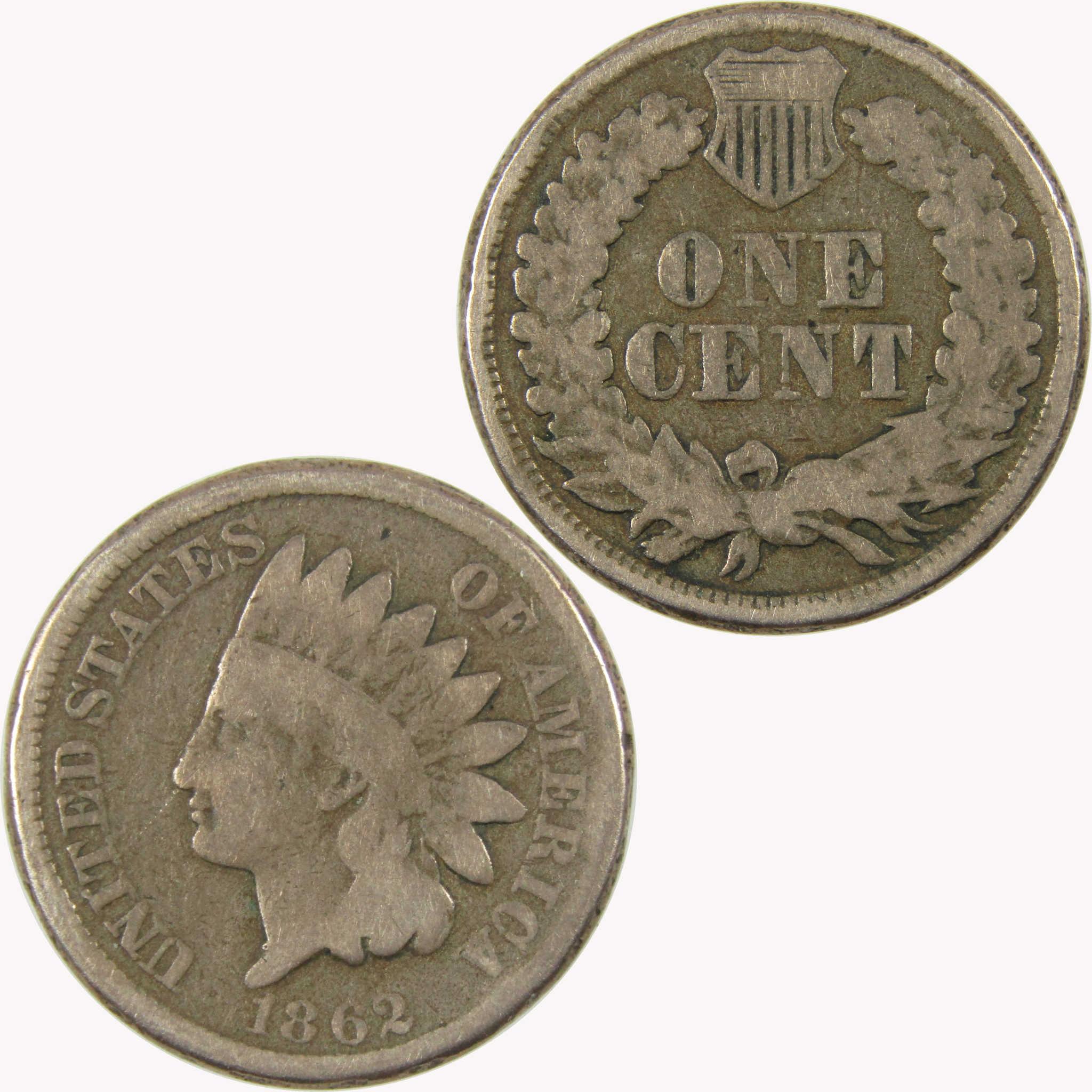 1862 Indian Head Cent G Good Penny 1c Coin SKU:CP1086