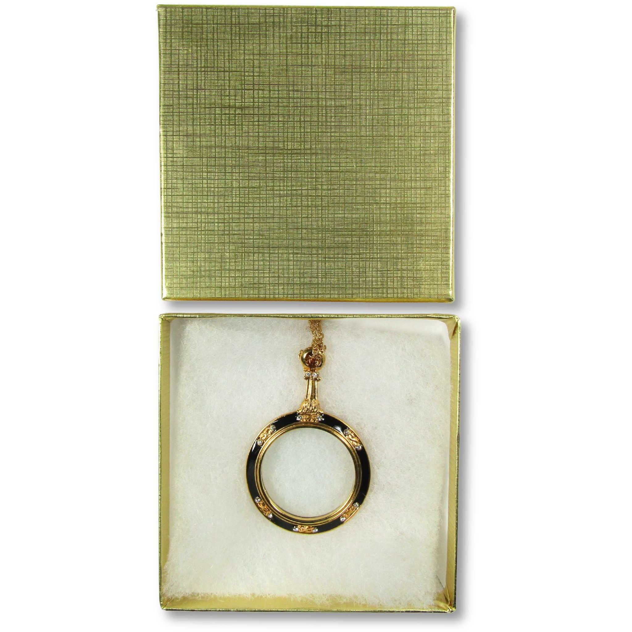 Enameled Magnifier Loupe Pendant with Chain