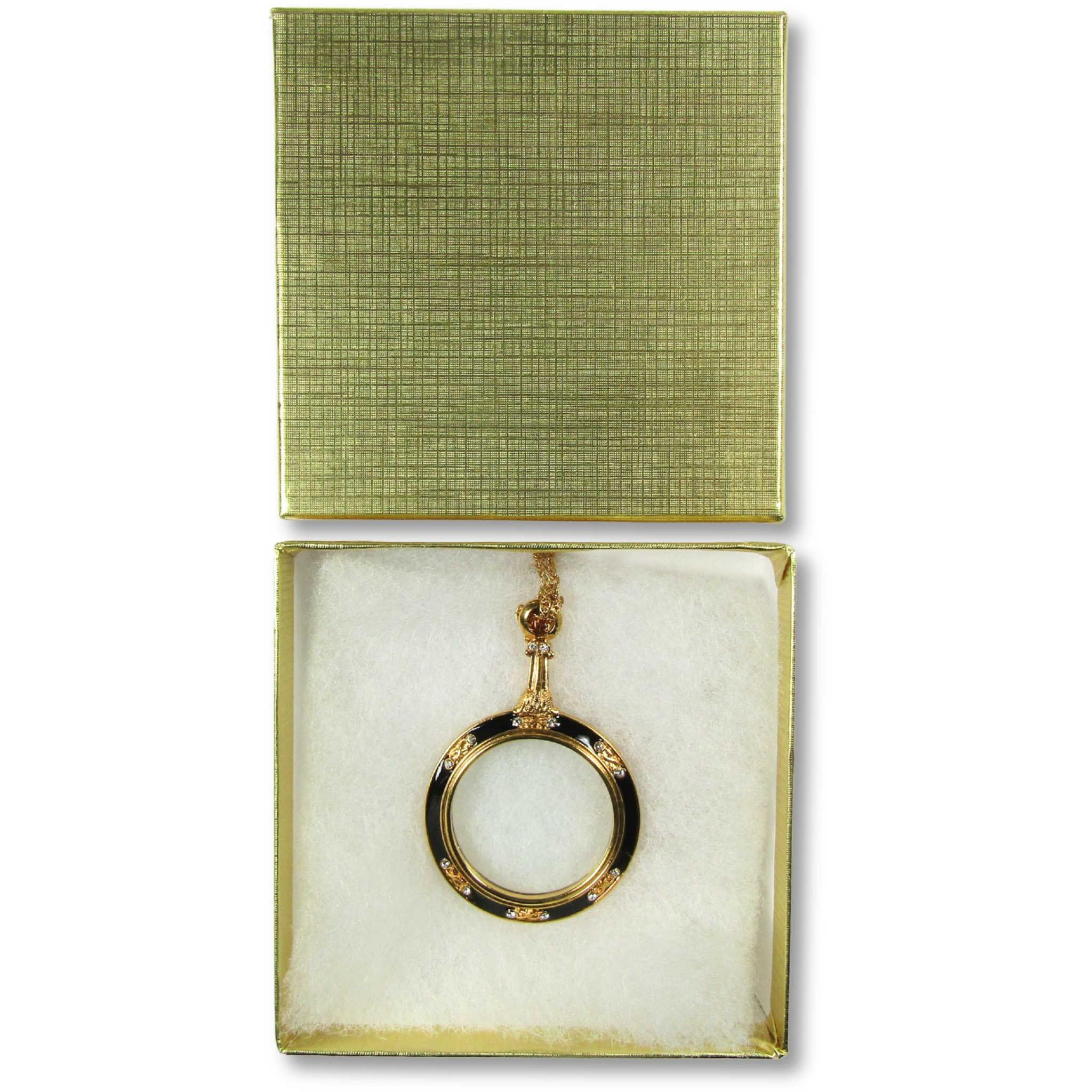 Enameled Magnifier Loupe Pendant with Chain