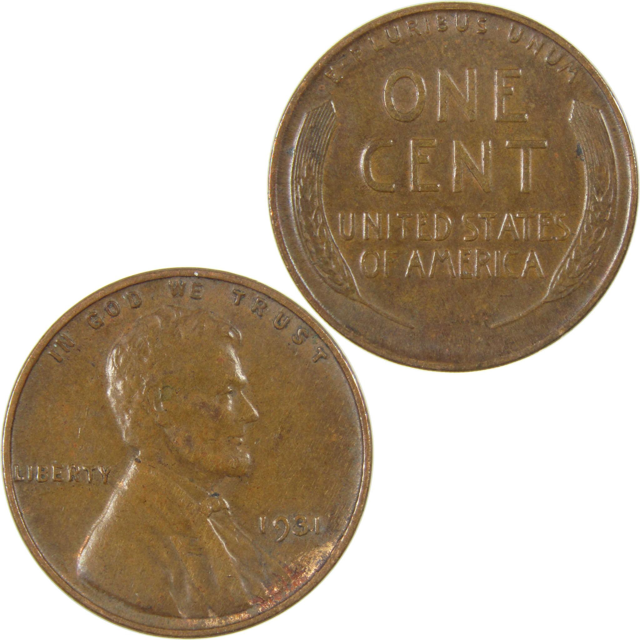 1931 Lincoln Wheat Cent VF Very Fine Penny 1c Coin SKU:I27299
