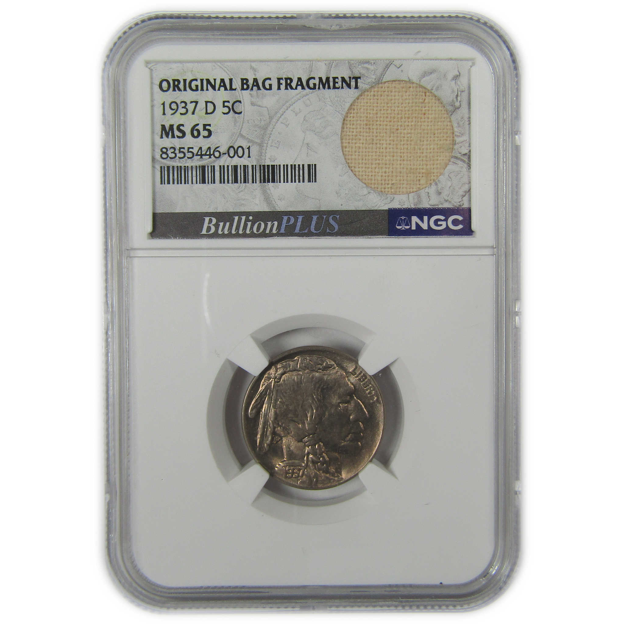 1937 D Indian Head Buffalo Nickel MS 65 NGC Bag Fragment SKU:I22646