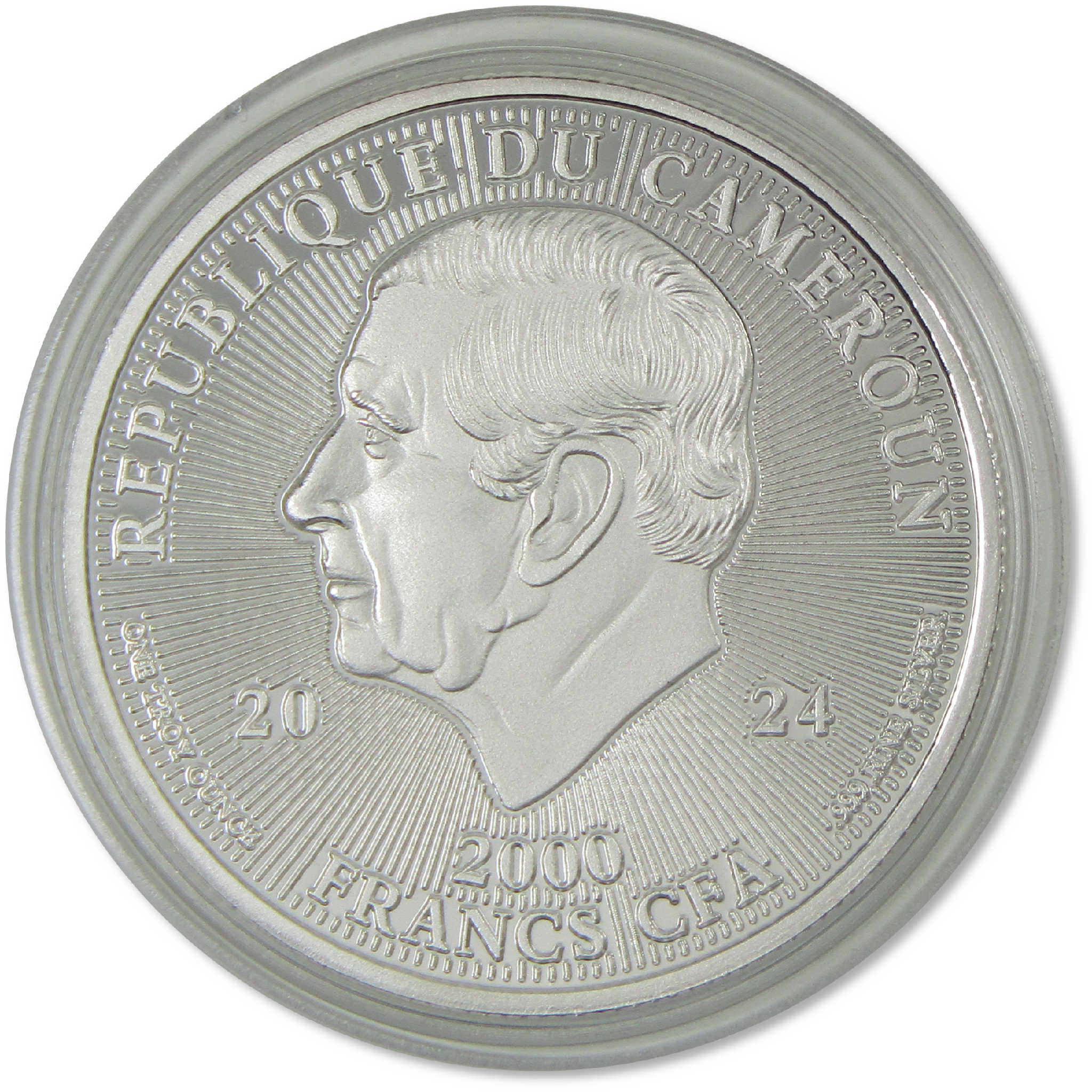 Santa Claus 2000 Franc CFA BU 1 oz .999 Silver Coin 2024 Cameroon COA