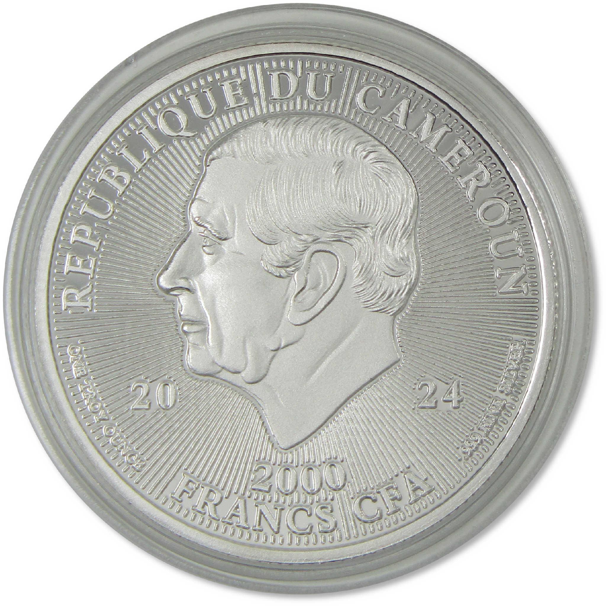 Santa Claus 2000 Franc CFA BU 1 oz .999 Silver Coin 2024 Cameroon COA