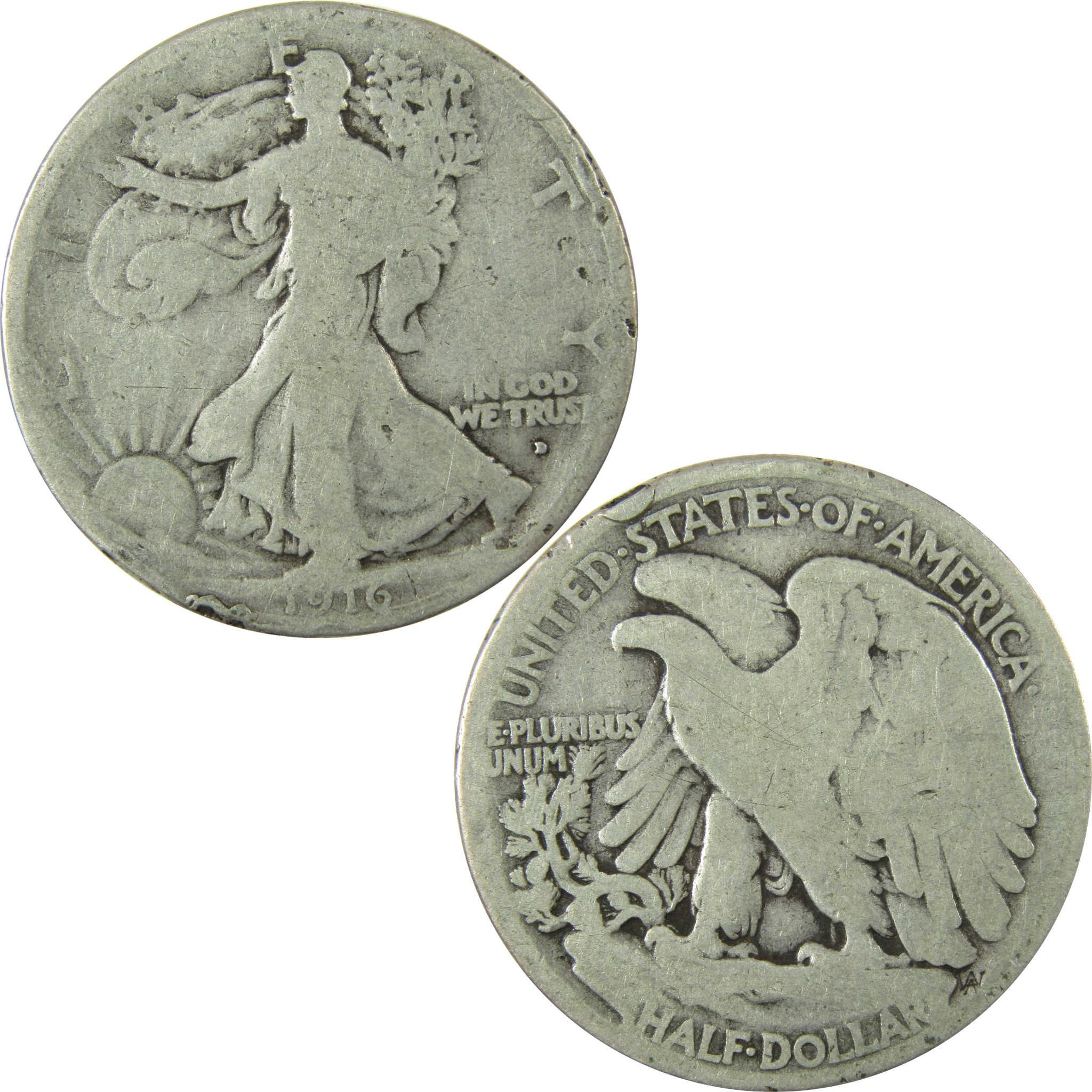 1916 D Liberty Walking Silver Half Dollar G Good Details SKU:CP1454